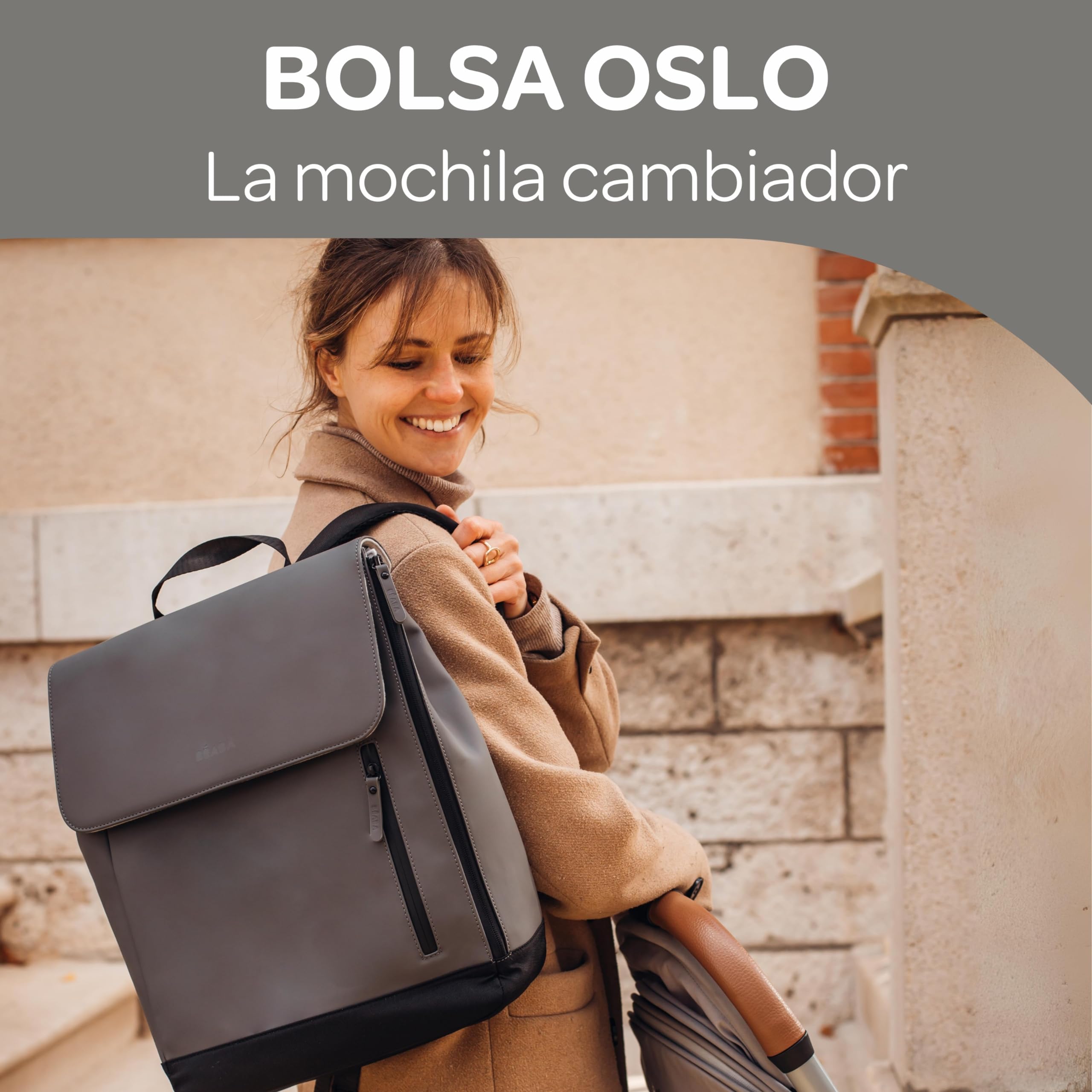 Béaba Bolso cambiador para bebé, Mochila, Impermeable, 11 bolsillos, Cambiador para bebé, Goma reciclada, Transpirable, Asas y espalda acolchadas, Bolsillo isotérmico, PC17 pulgadas, 19L, Oslo Bag