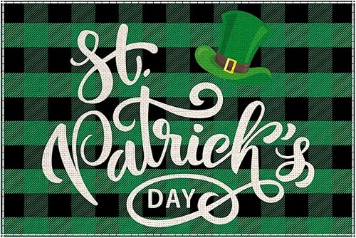 EDDERT Juego de 4 manteles individuales para el día de San Patricio con posavasos tapetes de plástico resistentes al calor almohadillas para mesa de