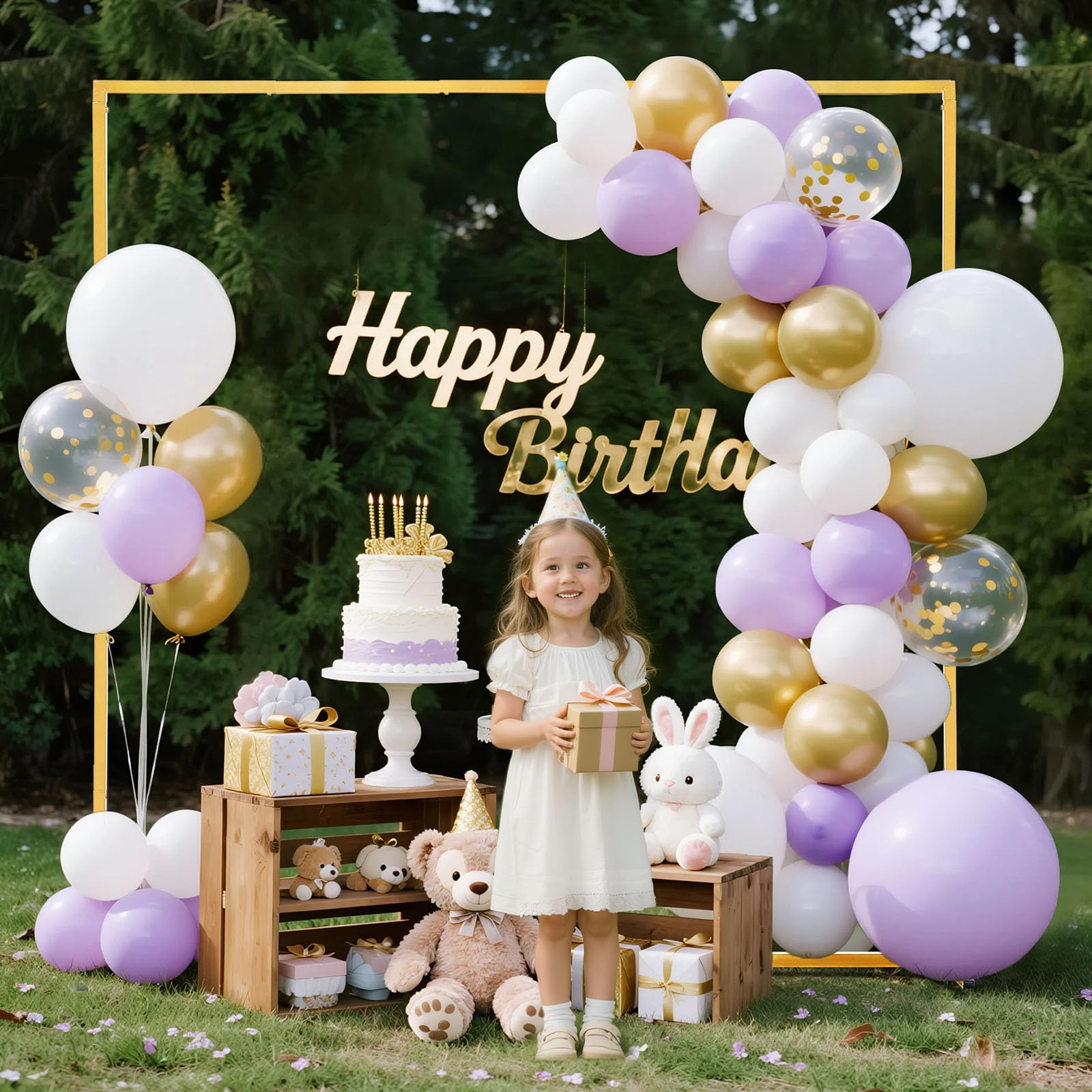 VEVOR Arche de Mariage Carré 2 x 2 m Support de Fond Arche en Métal Structure Stable Tubes Carrés pour Décoration de Mariage, Anniversaire, Remise de Diplômes, Fêtes, Cérémonies, Célébrations, Doré