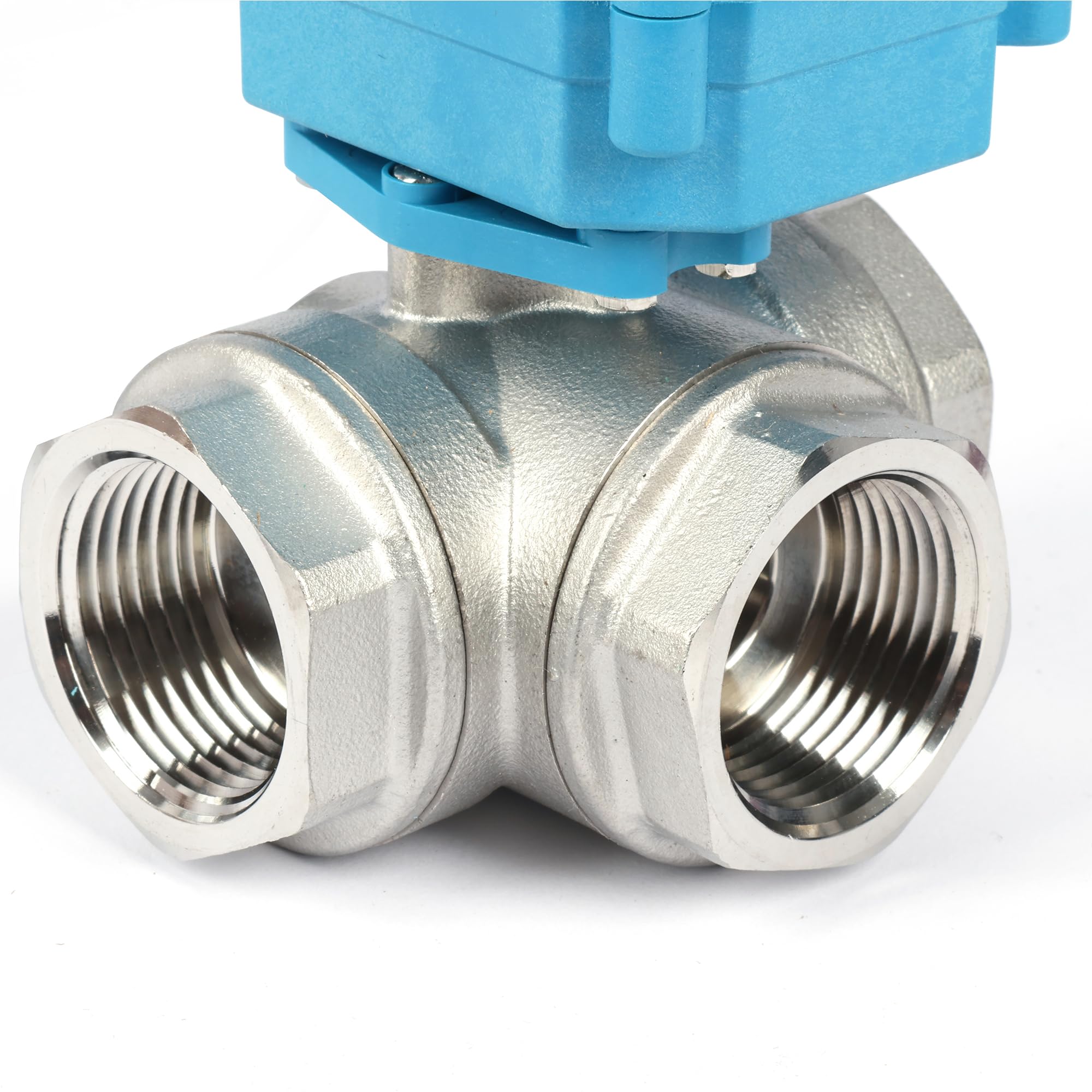 U.S. Solid 3 Wege Motorkugelhahn Edelstahl Zonenventil - Kugelventil mit manueller Funktion - Hochbelastbarer vielseitiger T-Typ-Wasserabsperrhahn, Standardport(1", AC110-230V)