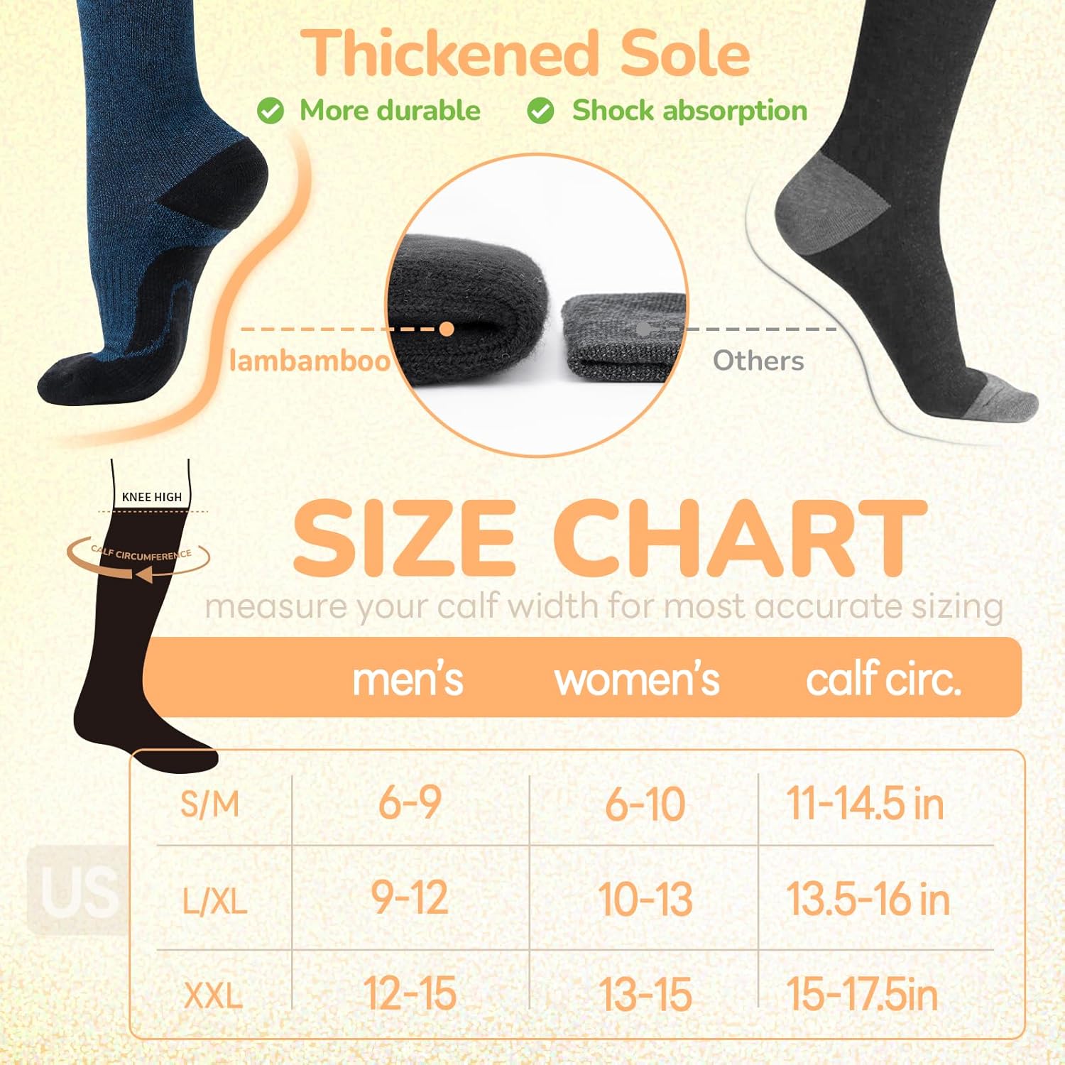 Merino Wool Compression Socks for Women Men, 15-20 mmHg Knee High Socks for Flying, Travel, Running - Image 6