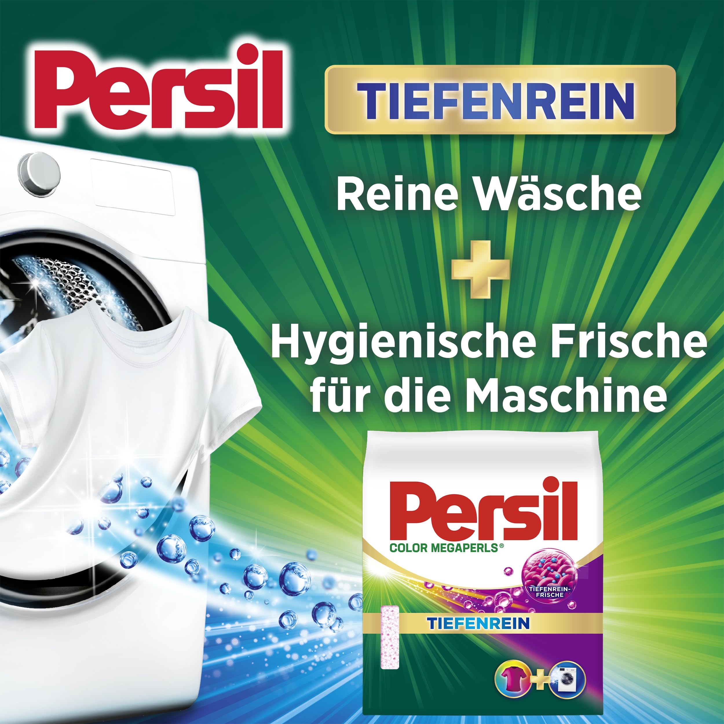 Persil Color Megaperls (5 x 16 Waschladungen), Colorwaschmittel mit Tiefenrein Technologie, Waschmittel für reine Wäsche & hygienische Frische für die Maschine, 20 °C bis 60 °C