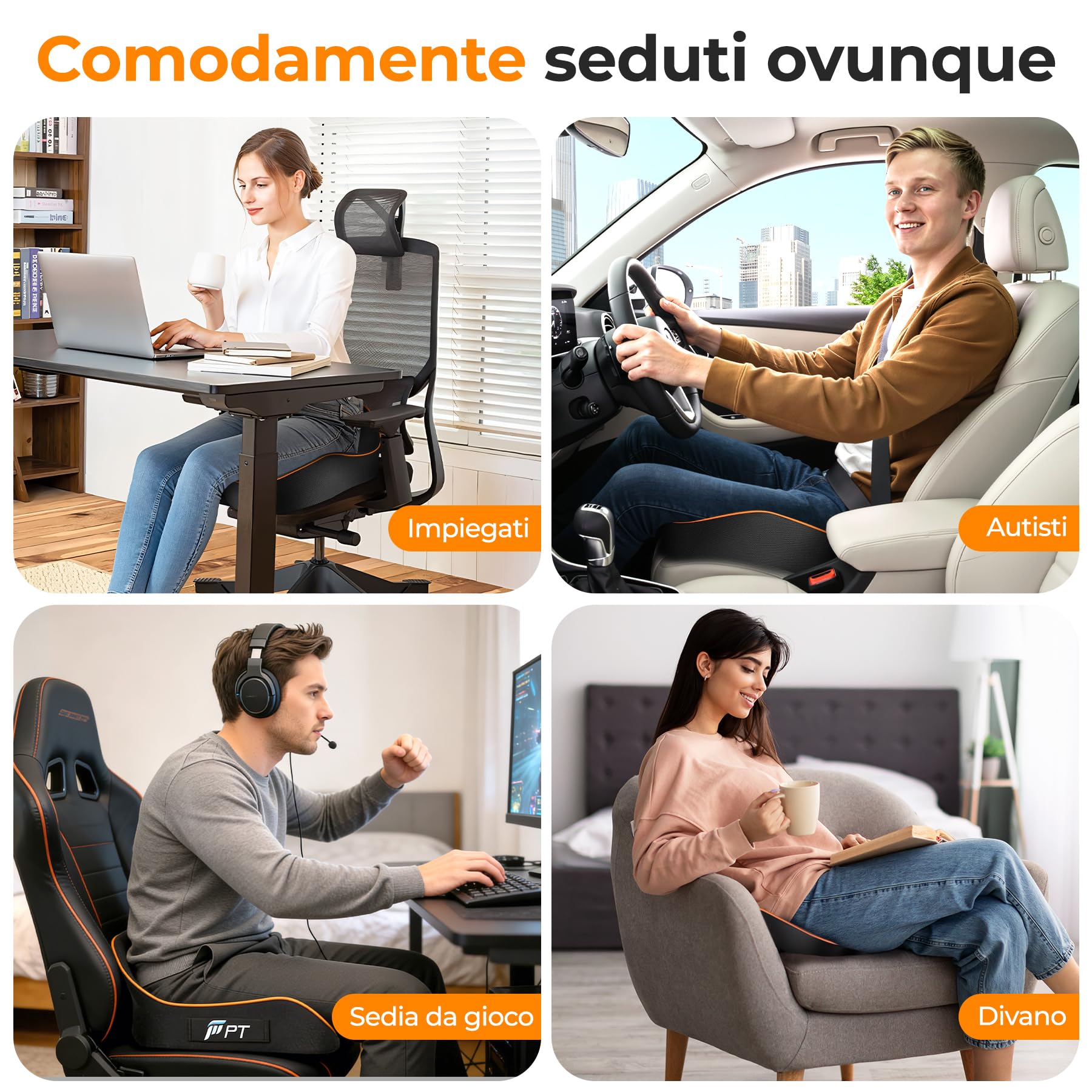 Cuscino Sedia Ufficio - Cuscino Sedile, Cuscino Memory Foam per Sedia da Scrivania, Ufficio Casa Auto Sedia a Rotelle, tutte le stagioni