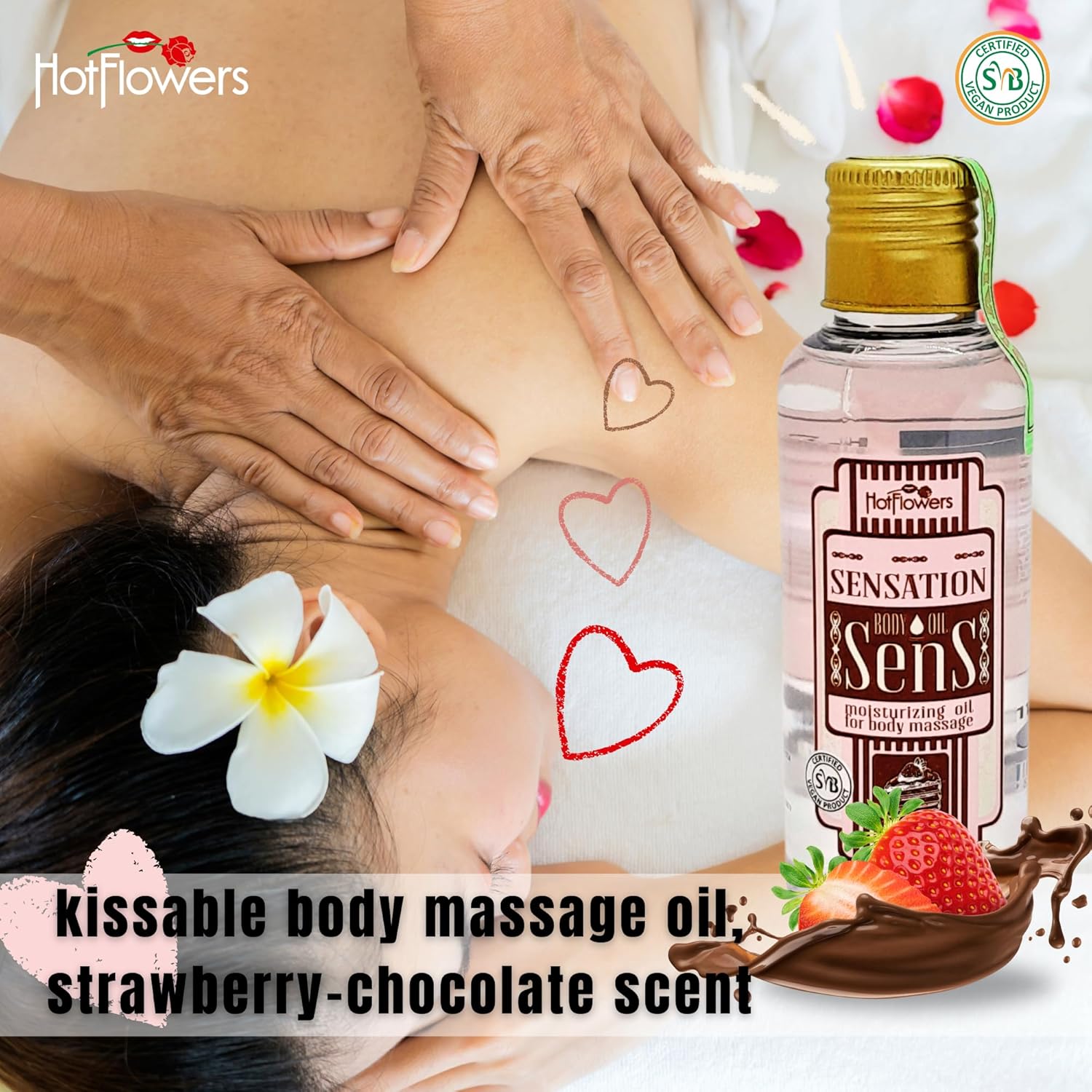 HOT FLOWERS Sens Sensations Body Massage Oil for Moisturizer and Nourish The Skin – Women and Couples - 4.5 fl oz - Image 4