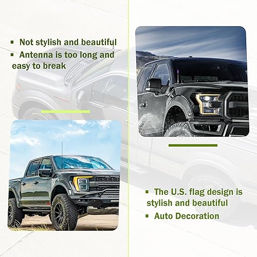 Miniatura 5 de Antena de bala de coche con bandera estadounidense, accesorios de decoración exterior de camión nuevo diseño de bandera mejorado Reemplazo de antena