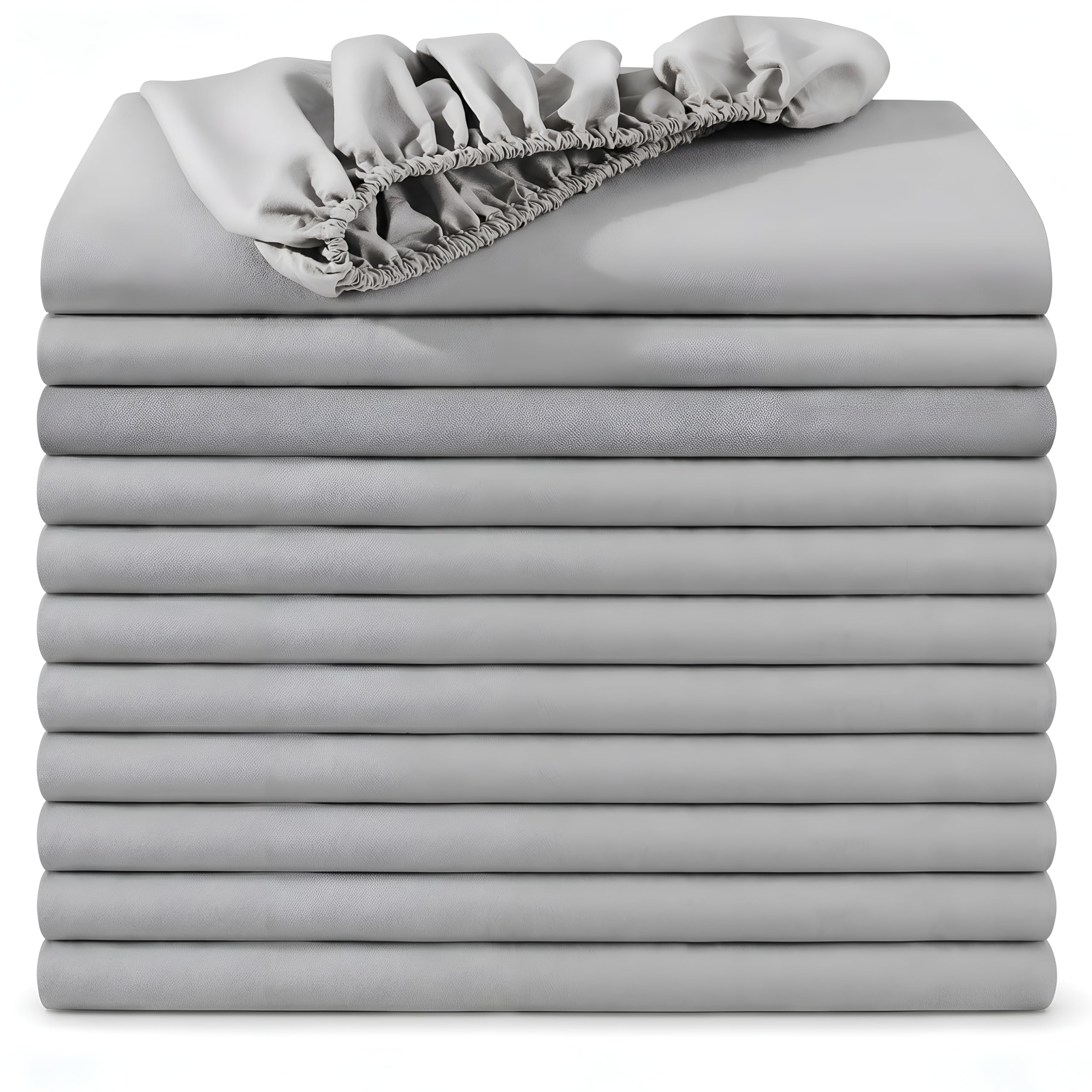 BedLooms Super King Fitted Sheet 12 Pack – Silver (180x200cm) up to 25cm Deep Bed Sheets