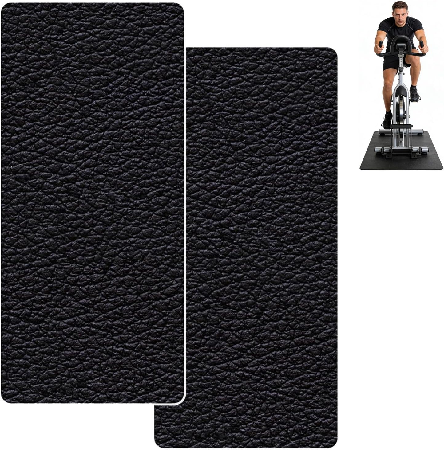Set of 2 Floor Protection Mats Fitness Equipment 70 x 28 x 0.6 cm Non-Slip PVC Protective Mat for Treadmill, Exercise Bike, Elliptical Trainer, Cross Trainer, Shock Absorbing Pad for Gym, Sports