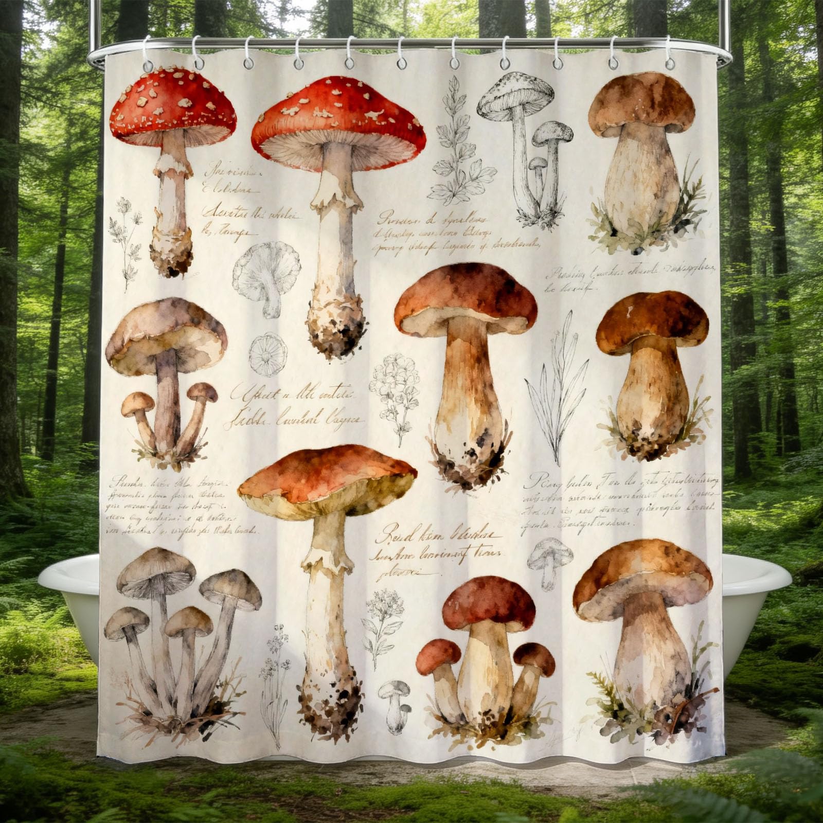 Hongduo 3D Cartoon Mushroom Shower Curtain for Stalls Bathtubs Simple Bathroom Decor Shower Curtain Set Polyester Fabric Waterproof 180x200cm/71X79 Inch with Hooks