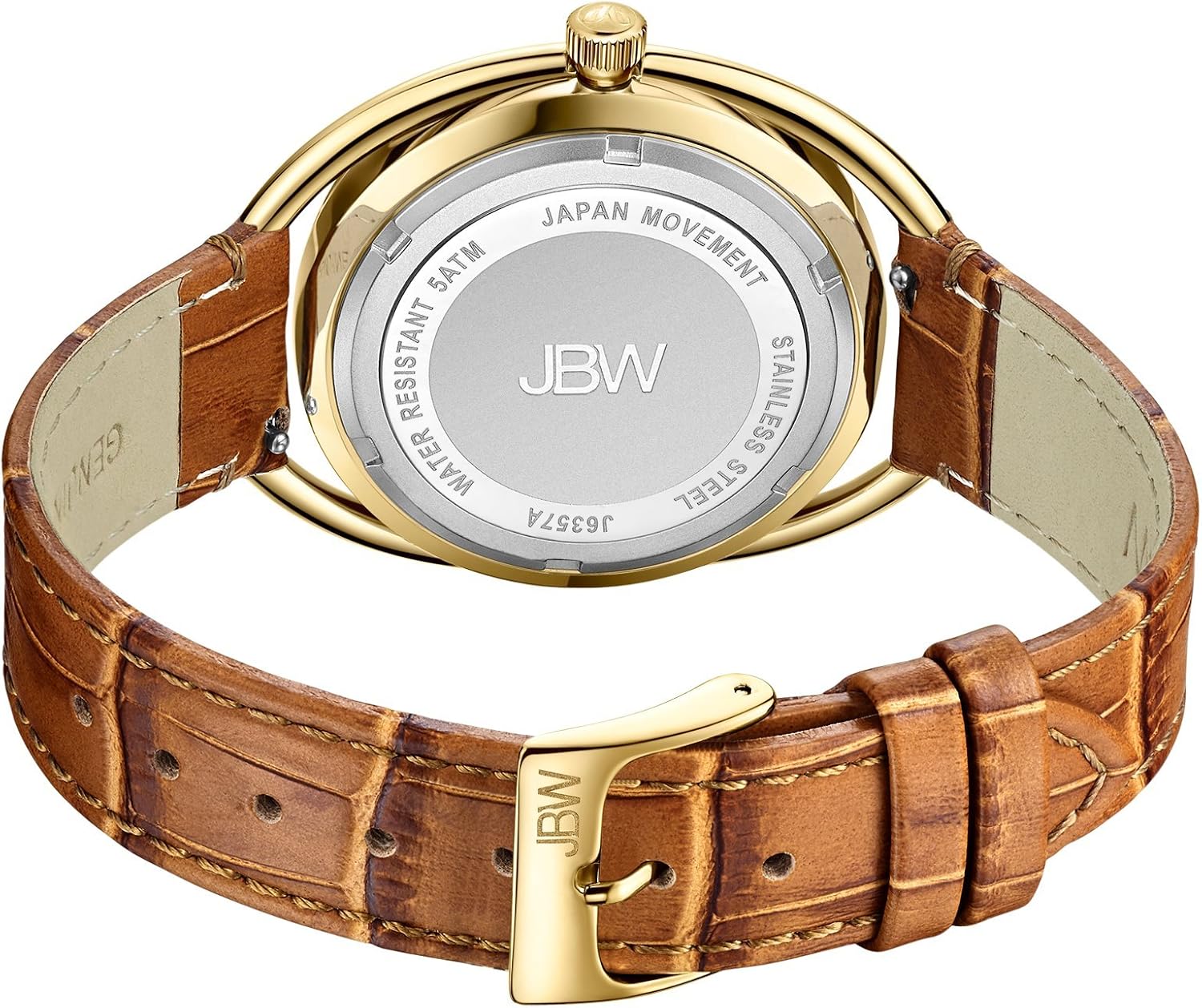 JBW Luxury Women’s Gigi Diamond Wrist Watch with Brown Leather Bracelet, Gold/Brown - Image 4