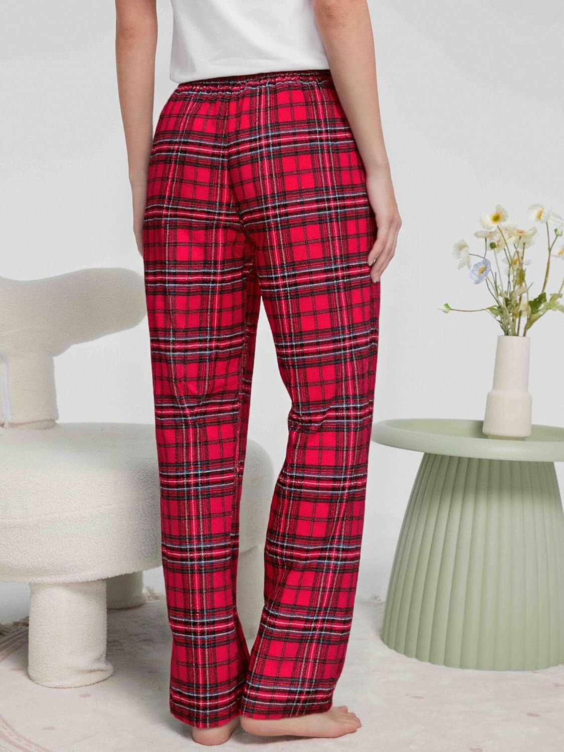 Women's Cotton Flannel Pajama Pants, Soft Lounge Bottoms with Pockets - Image 6