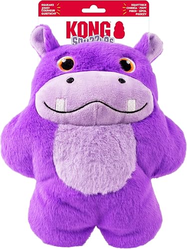 KONG Snuzzles Dog Toy X-Large – Plush Squeaky Dog Toy for Large Breeds – Ultra-Soft, Crinkle Sounds, Durable Interactive Dog Chew Toy for Medium & Large Dogs (Hippo)