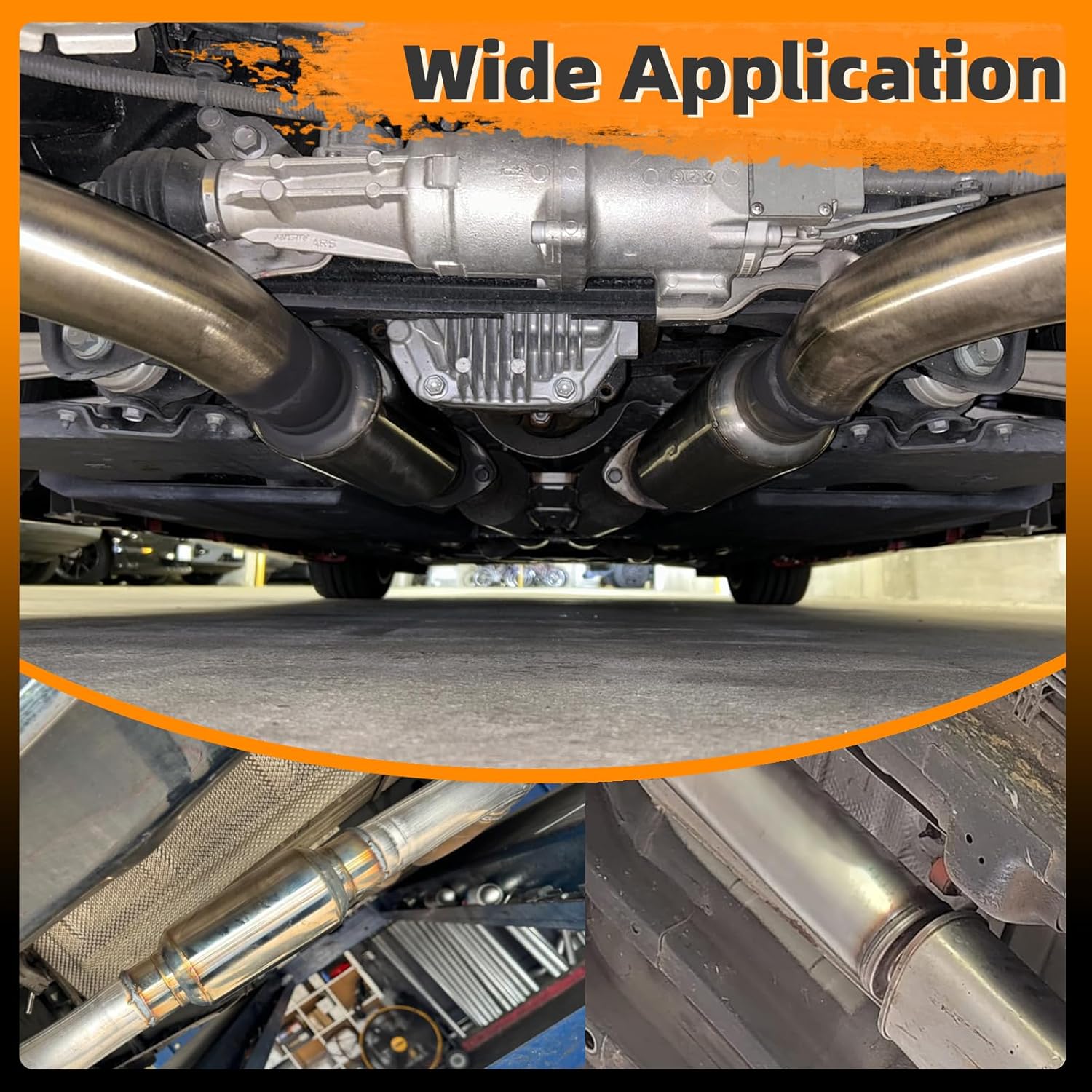 A-KARCK 2 Pack 2.25" Inlet Exhaust Resonator, 2.25" Inlet 2.25" Outlet 13.8" Overall Length Muffler Resonator Stainless Steel,Polished (Black)