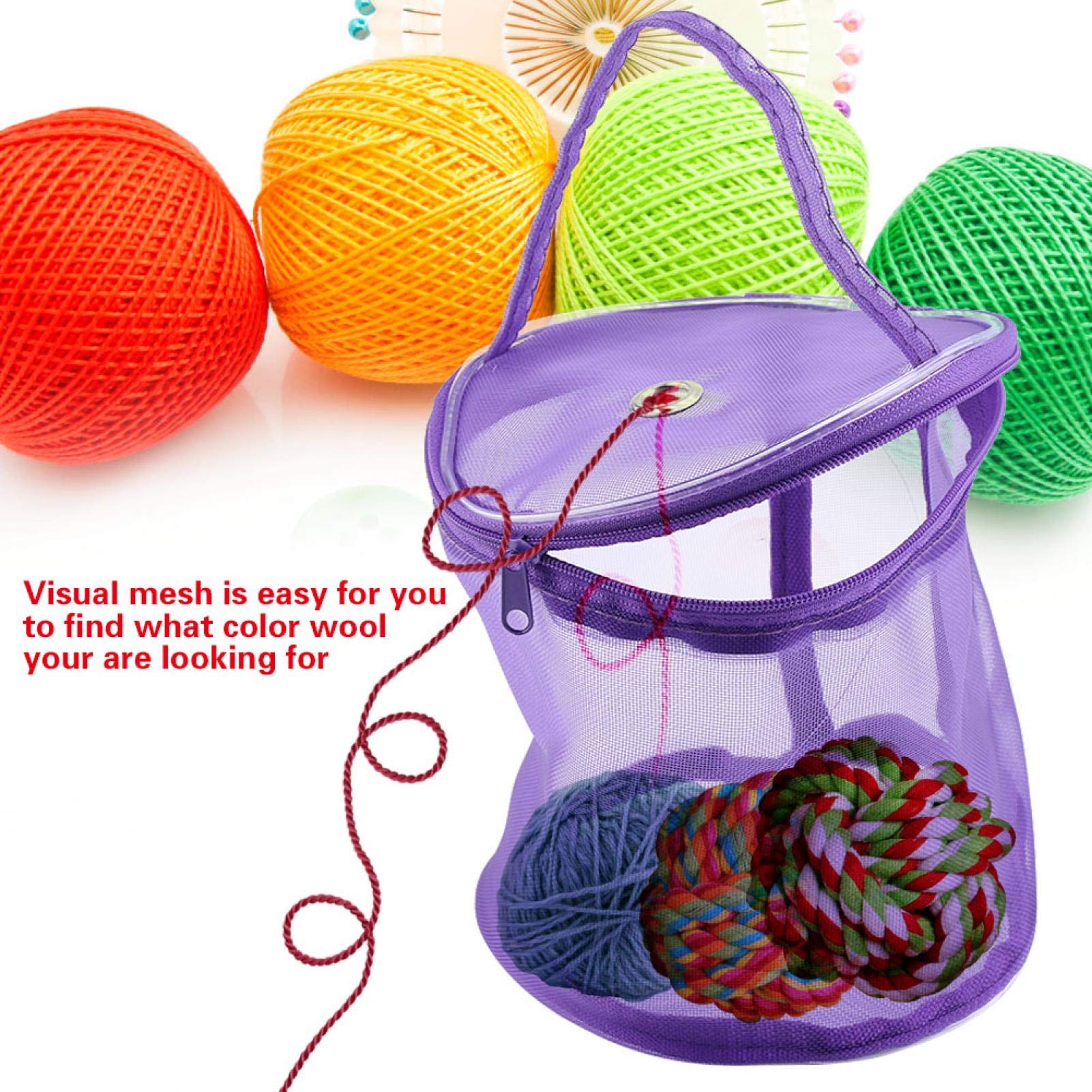 Knitting Bag for Yarn Storage, Oxford Cloth Woven Crocheting Holder Hollow Mesh Cylinder Crochet Wool Small Accessories Container Tool ()
