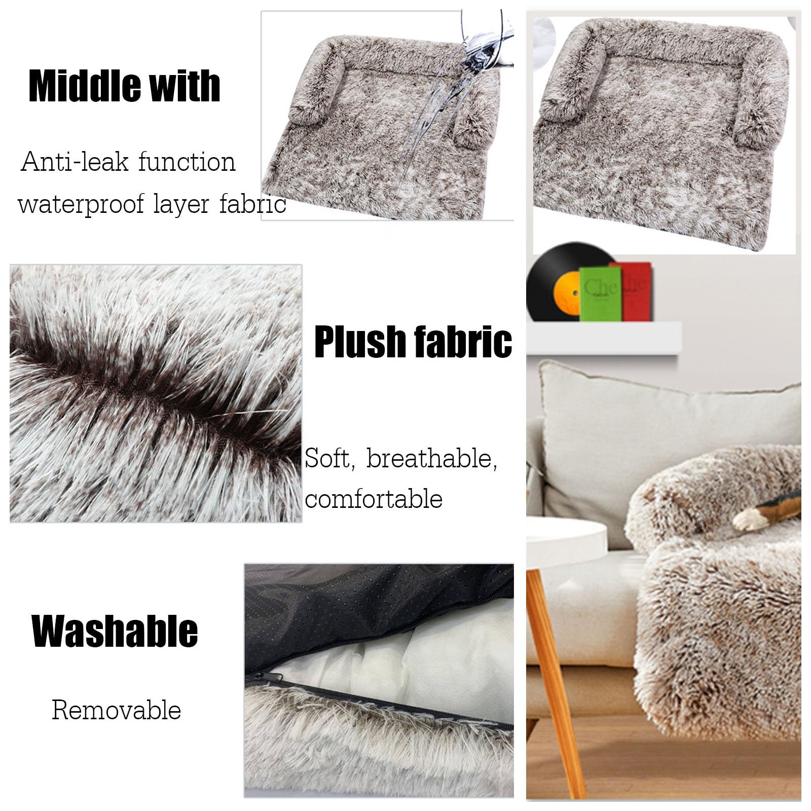 legowisko dla psa, Ortopedyczna, miękka, pluszowa poduszka uspokajająca dla psa, dużych i średnich psów, zmywalna, zdejmowana(Dark Gray,XL)