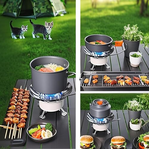 Miniatura 6 de Estufa de camping resistente al viento con encendido piezoeléctrico, estufa de gas portátil para camping, estufa de campamento de mochilero para