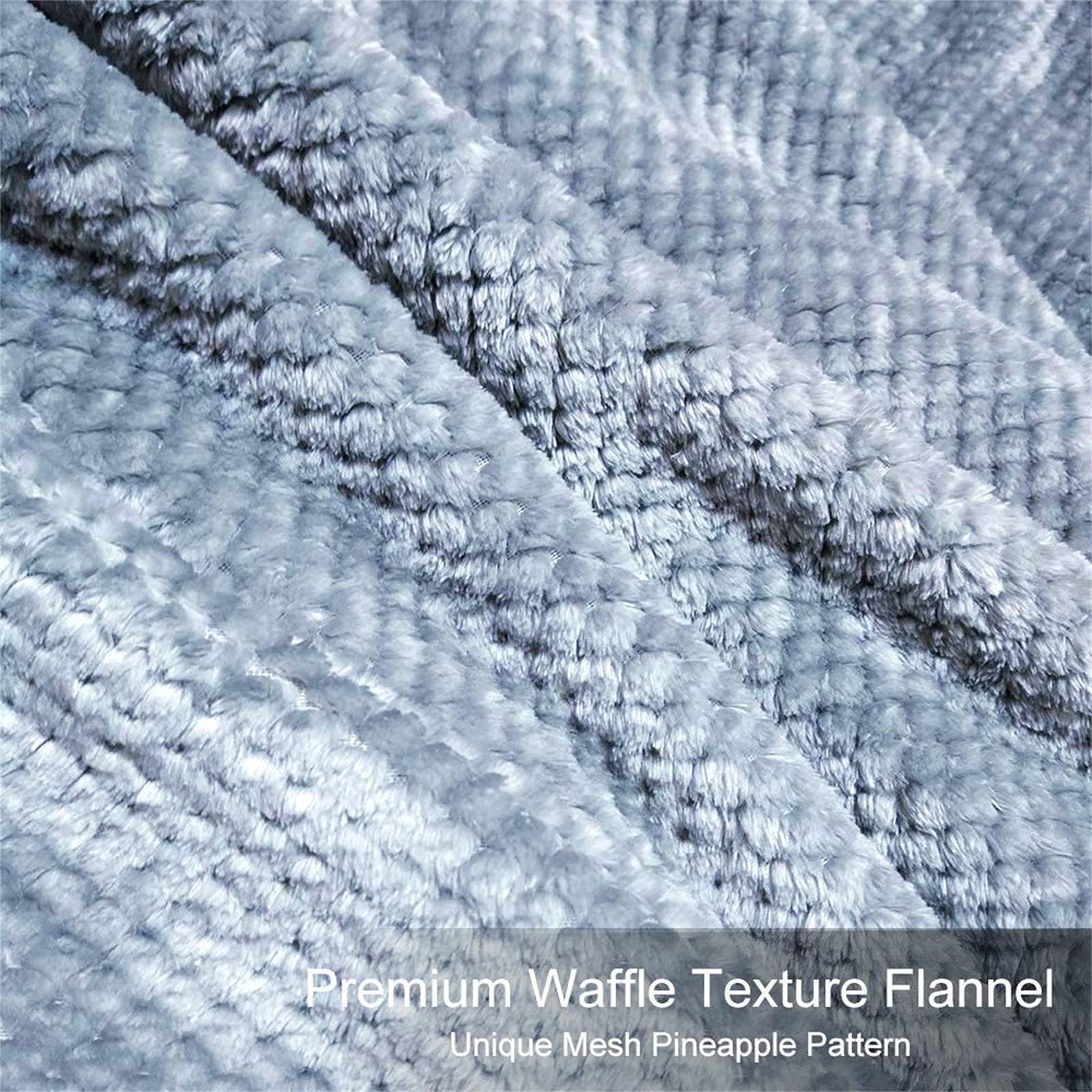 U UQUI Fleece Bed Blankets King Size Blue 102"x90" Waffle Textured Soft Lightweight Plush