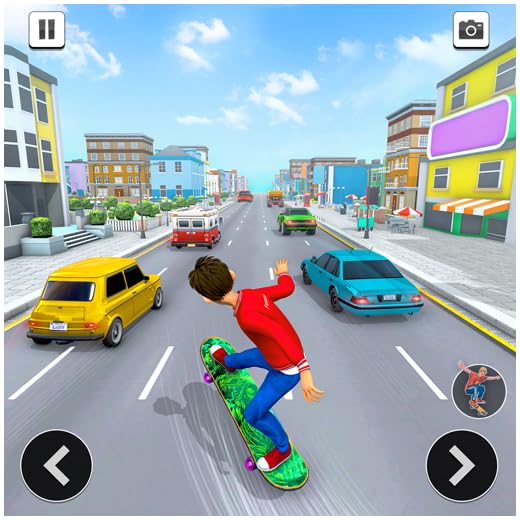 corrida de carros de skate em câmera lenta executando jogos de ação em mundo aberto