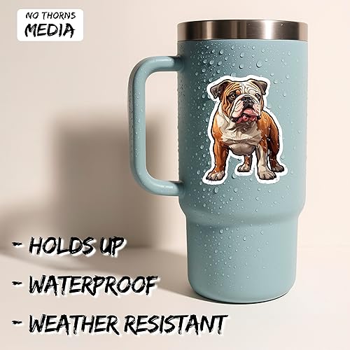Miniatura 2 de Calcomanía de Bulldog Inglés para ventana, resistente a la intemperie, tamaño pequeño, impermeable, para botella de agua, taza, pasaporte, libro de