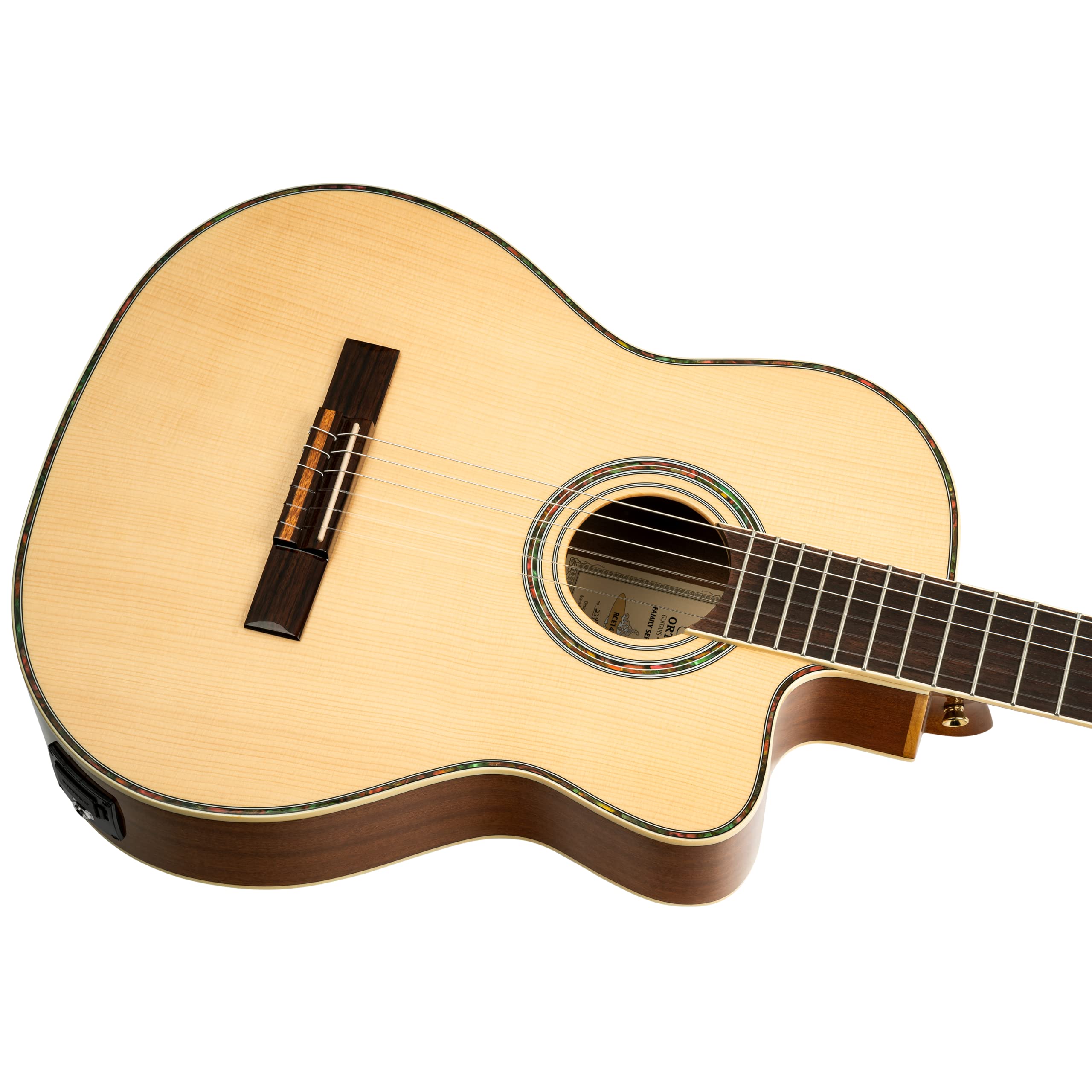 Ortega Guitars Family Series Pro - Guitarra de concierto de tamaño completo (electroacústica, abeto y caoba, incluye funda (RCE141NT)