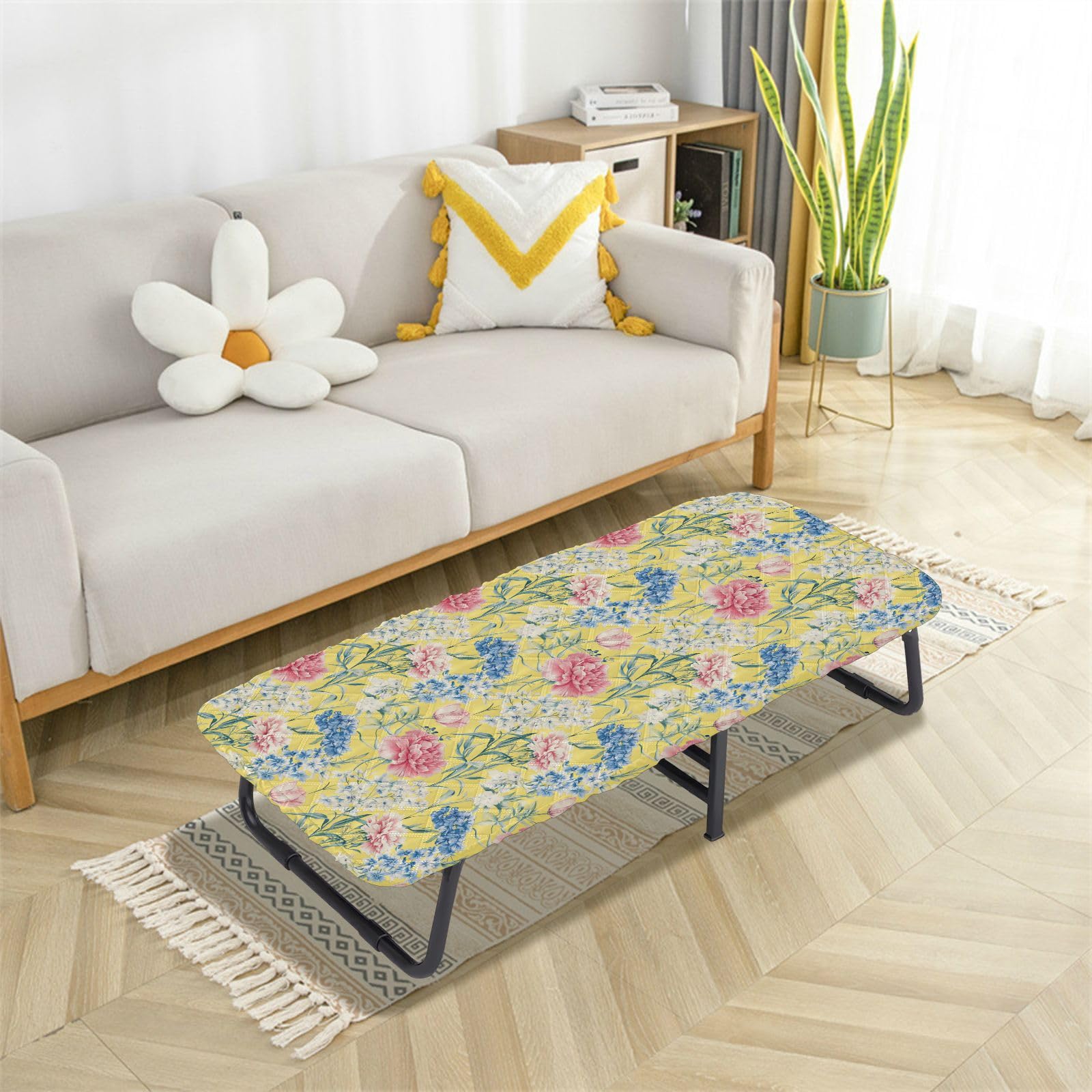 Florals Tulips Yellow Toddler Bed Sheet Portable Soft & Comfortable Cot Sheet for Small Toddler Bed for Toddlers Travel Mattress 50' x 25' (Bed Not Included)