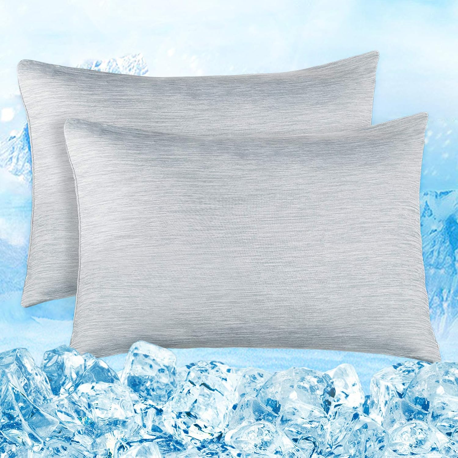 Elegear Cooling Summer Pillow Cases, 2Pack Grey Cool Pillowcases for
