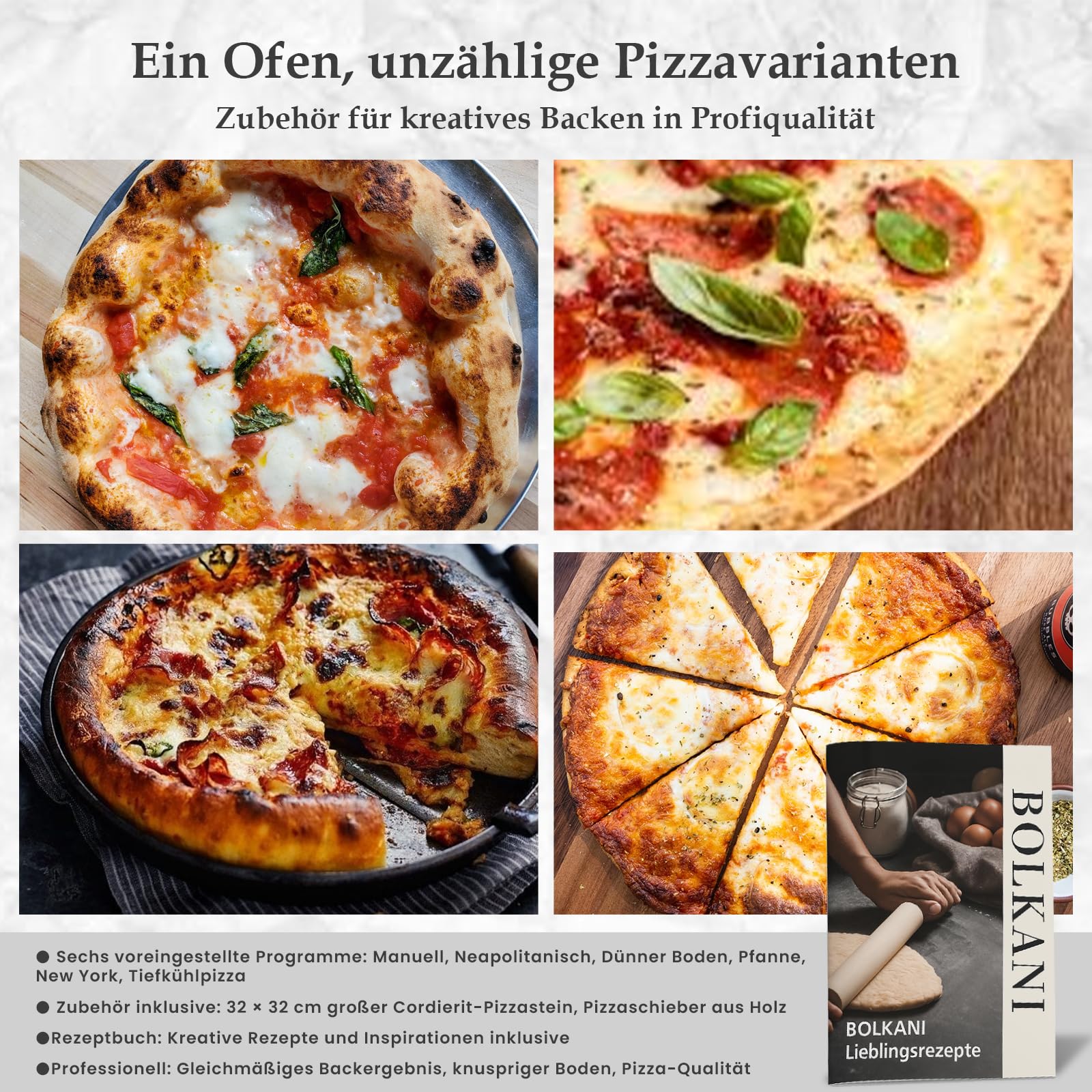 Pizzaofen Elektrisch 450 Grad mit Pizzastein, Profi Steinofen für Zuhause Indoor, Timer Ober Unterhitze 80-450°C Sichtfenster Innenbeleuchtung Tischpizzaofen Edelstahl