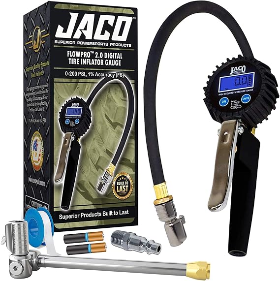 JACO FlowPro 2.0 Digital Tire Inflator Gauge (200 PSI) with