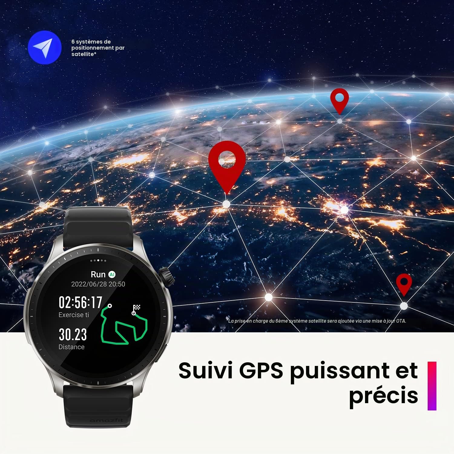 Amazfit GTR 4 Montre Connectée Homme GPS, SpO2/Cardiofréquencemètre/Moniteur de Sommeil, 150+ Modes Sportifs, Appel Bluetooth, Alexa, 1.43" AMOLED Smartwatch Sport(Noir)