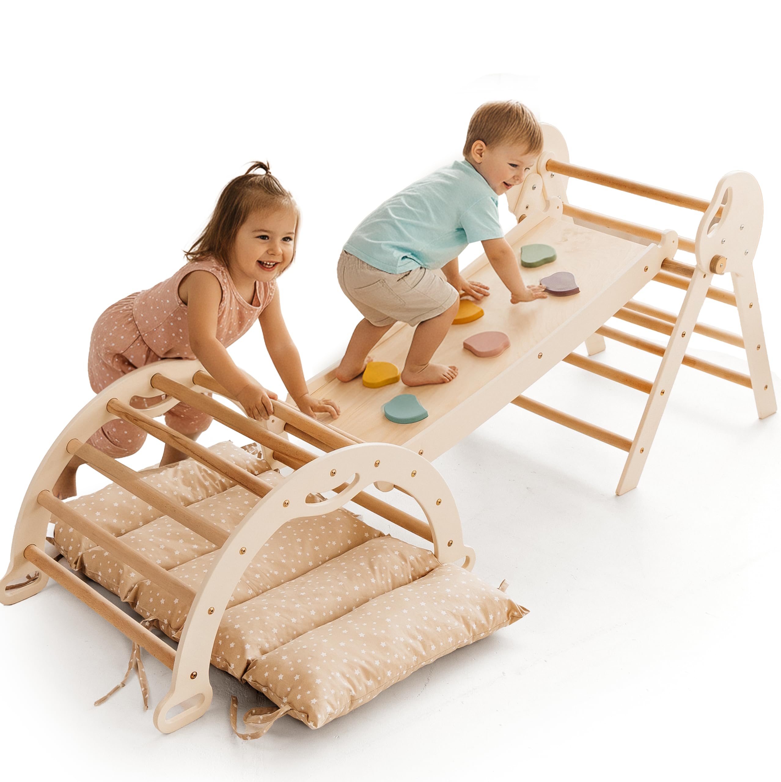 Goodevas Montessori 5 in 1 - Set da arrampicata per interni, con cuscino e scivolo per bambini, parco giochi per interni da 1 a 3 anni