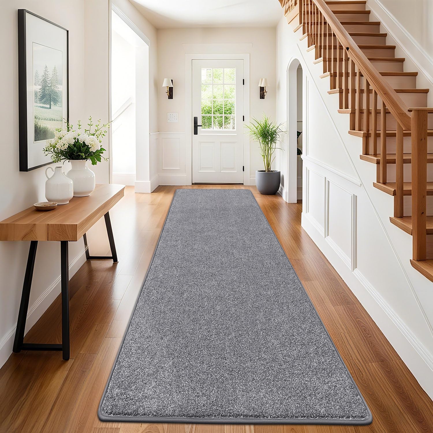 SHACOS Langer Läufer Flur 80x200 cm Grau Läufer Teppich Teppichläufer rutschfest Modern Weich Flurteppich Flurläufer Lang Küchenteppich Waschbar Teppich Flur Läufer für Küche, Eingang, Wohnzimmer
