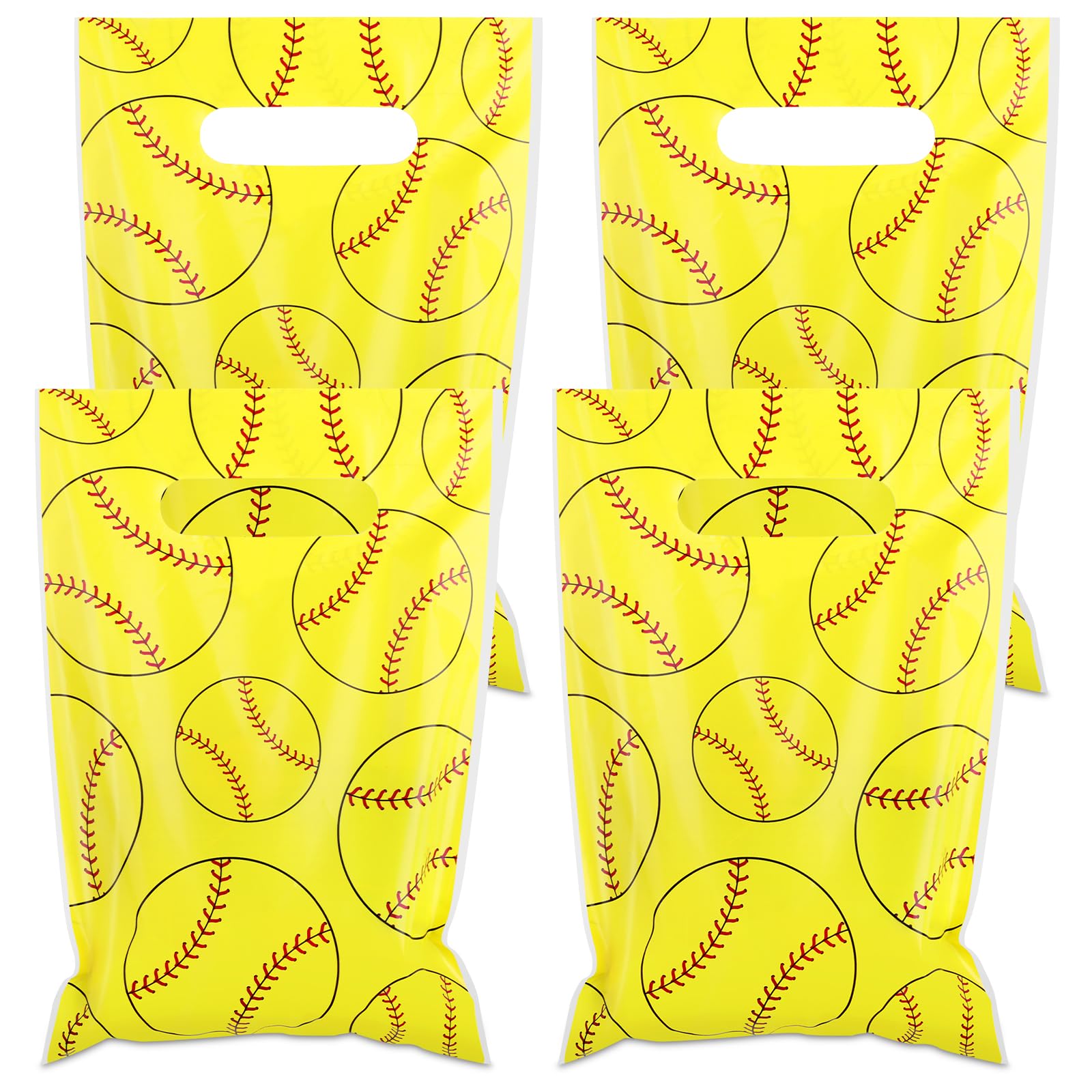 Hxezoc 50 Pieces Softball Gift Bags Plastic Softball Bags Practical Gift Bags Sport Party Favors for Softball Theme Birthday Party Decoration Supplies
