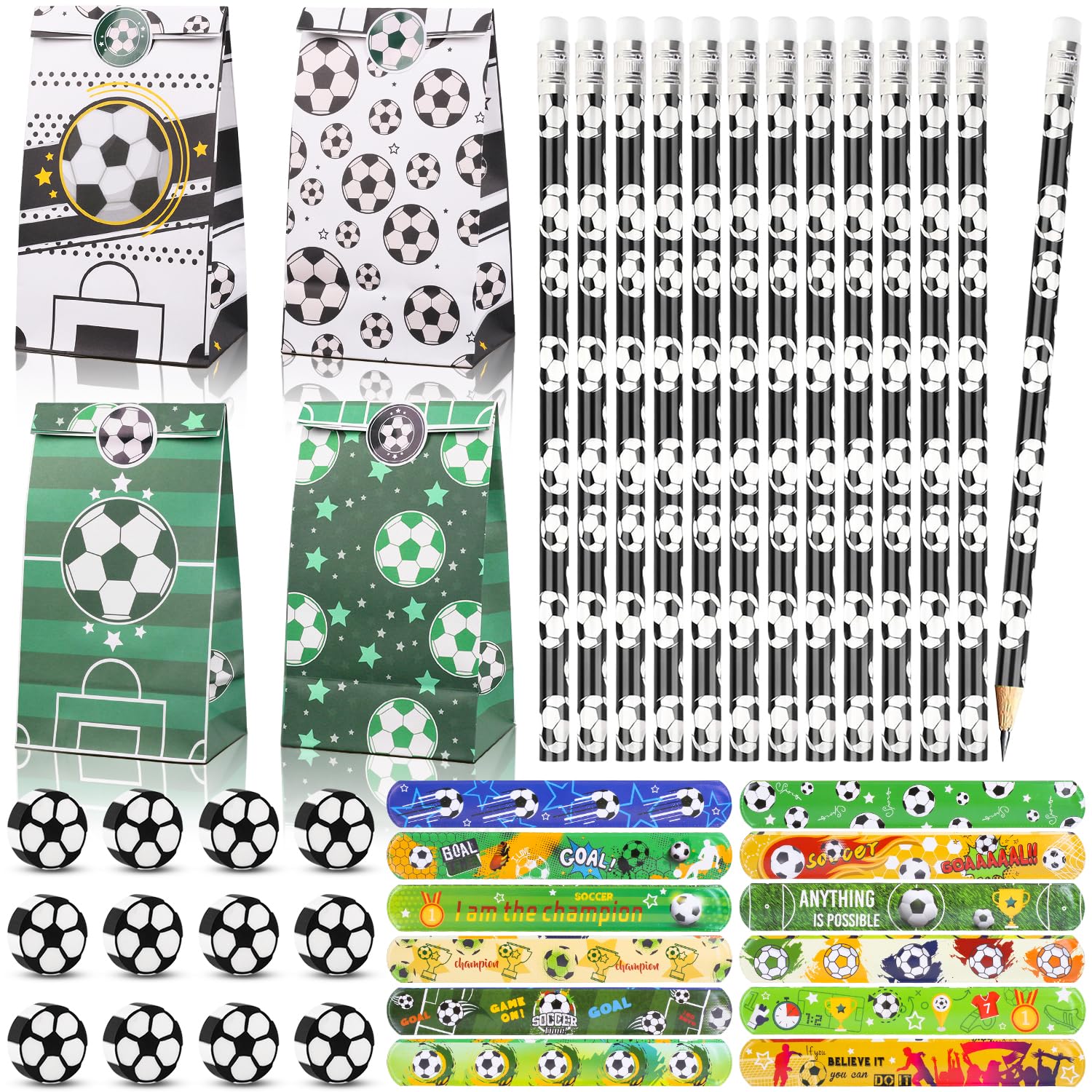 Kit Cadeau Anniversaire Football - 48 Pièces (crayons, Bracelets, Gommes, Sachets) Pour Fête Thème Foot Cadeaux Invités Thème Foot Kit Cadeau Anniversaire Football - 48 Pièces (crayons, Bracelets, Gommes, Sachets) Pour Fête Thème Foot Cadeaux Invités Thème Foot