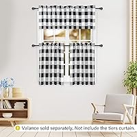 Vista 5 de Simple Deluxe Paquete de 4 cenefas opacas de cuadros búfalo para ventanas de cocina, sala de estar, casa de campo, dormitorio, cenefa de cortina