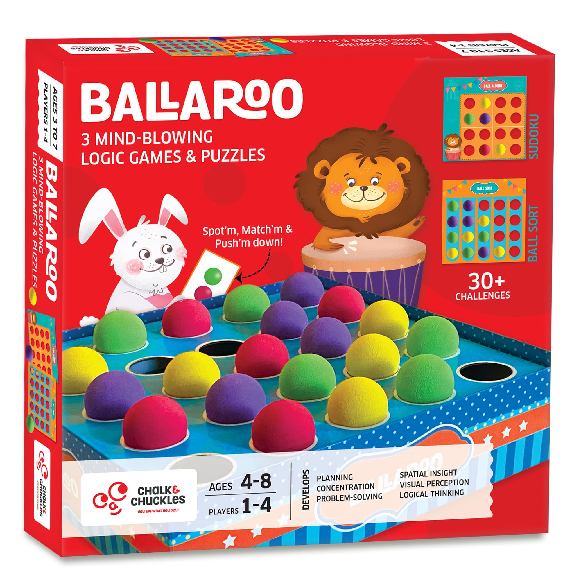 Chalk and Chuckles Chalk & Chuckles Ballaroo 3-In-1 Brain Games For Kids Age 4-8 Year Old, Stem Educational Toys, Mind Game, Sudoku, Ball Sort Puzzle, Gifts For Girls, Boys Ages 5, 6, 7 (B0D22PDHPN) Amazon Price History, Amazon Price Tracker