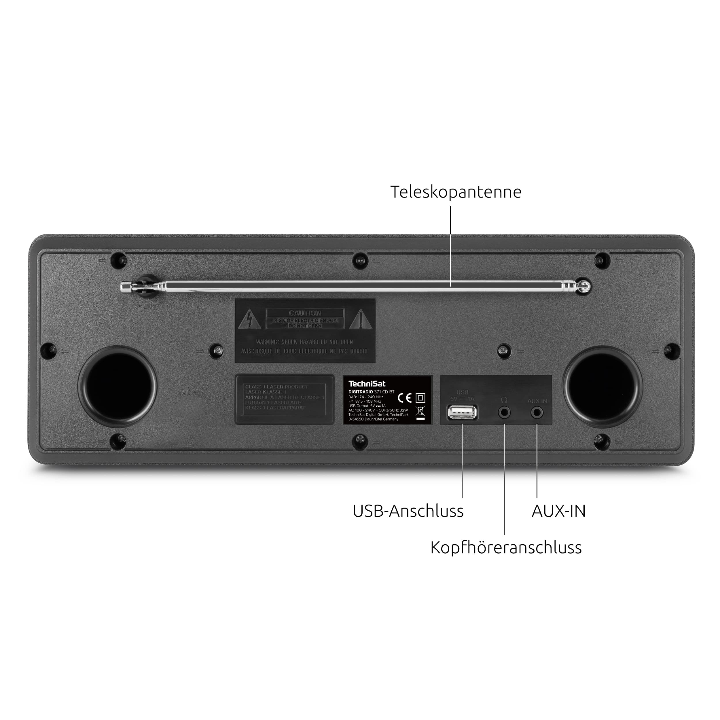 TechniSat DIGITRADIO 371 CD BT - Stereo Digitalradio (DAB+, UKW, CD-Player, Bluetooth, Farbdisplay, USB, AUX, Kopfhöreranschluss, Kompaktanlage, Wecker, 10 Watt, Fernbedienung) schwarz/silber