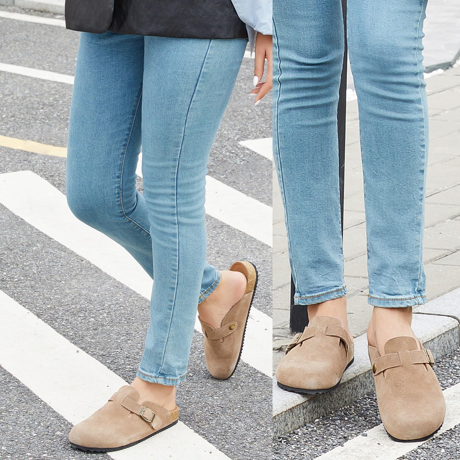 Sabot Donna Ciabatte Uomo Chiuse con Comodo Pantofole in Pelle Scarpe da Giardino Traspirante Sandali Ciabatta 36-46