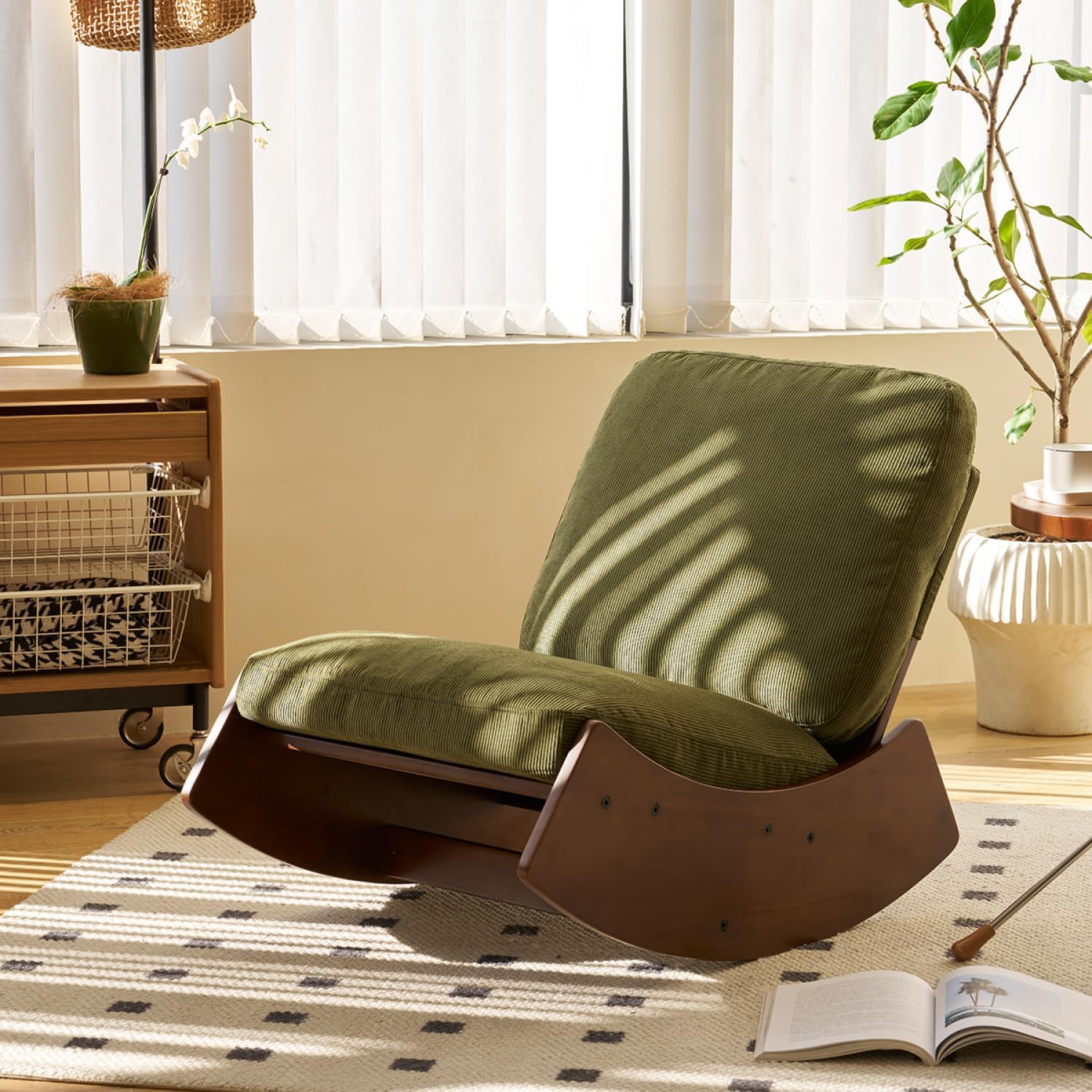 Geelife Comfortable Glider Rocking Chair with Solid Wood Frame for Bedroom, Living Room, Nursery