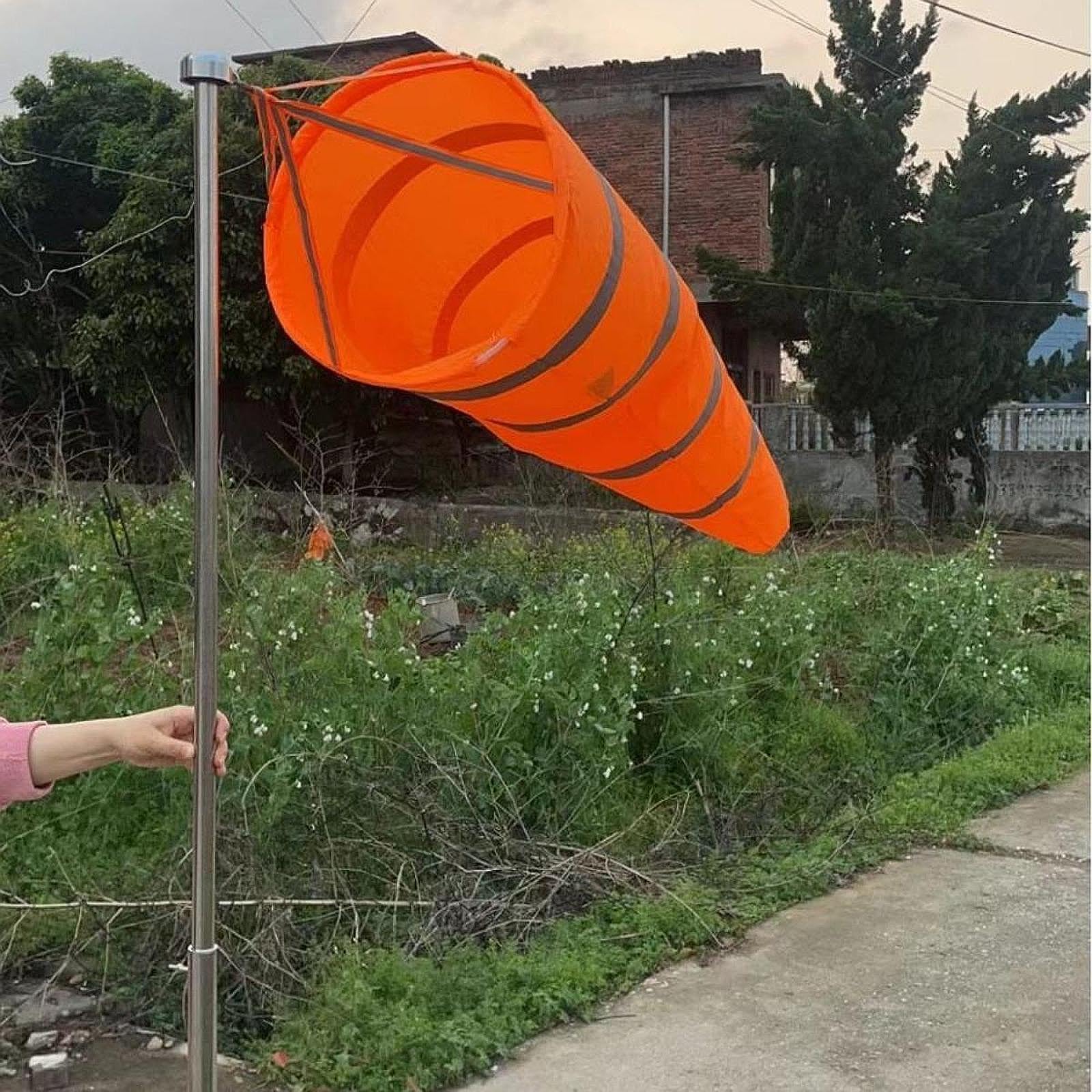 Manga de Viento para Exteriores en Pendientes, Indicador de Dirección del Viento con Bolsa de Medición para Jardín, Naranja