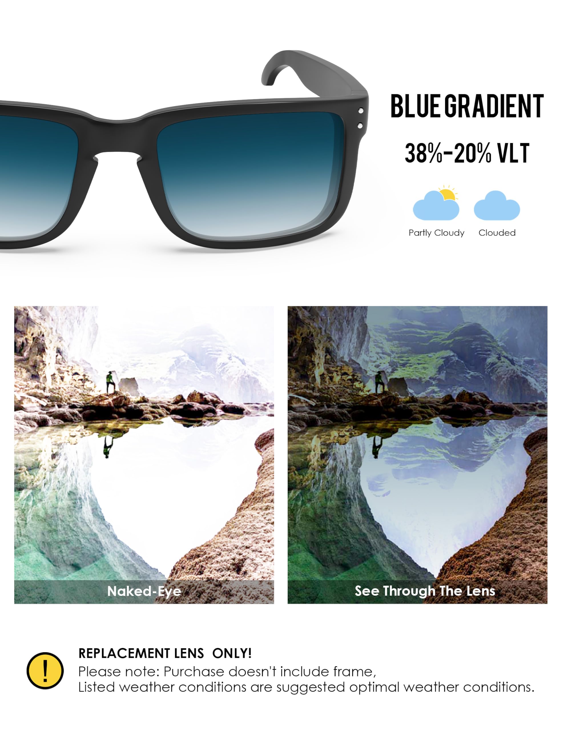 BlazerBuck Verres de rechange anti-sel pour Oakley Holbrook XL OO9417 – Dégradé bleu