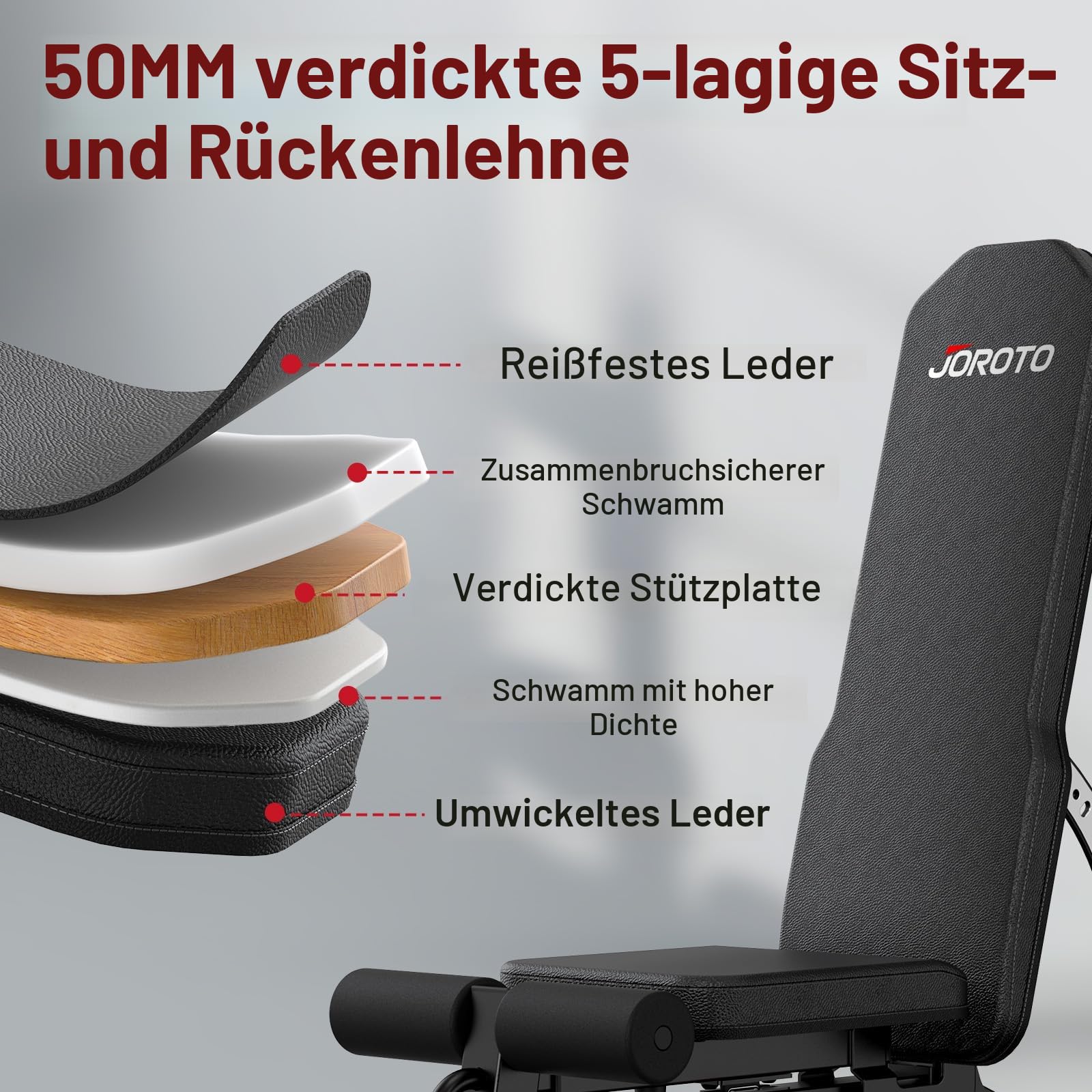JOROTO MD65 Hantelbank Verstellbar, Multifunktions Hantelbänke für Zuhause, Trainingsbank mit Max Belastung 800KG, 9-Fach Verstellbarer Rückenlehne und 3-Fach Verstellbarer Sitzfläche Fitnessbank