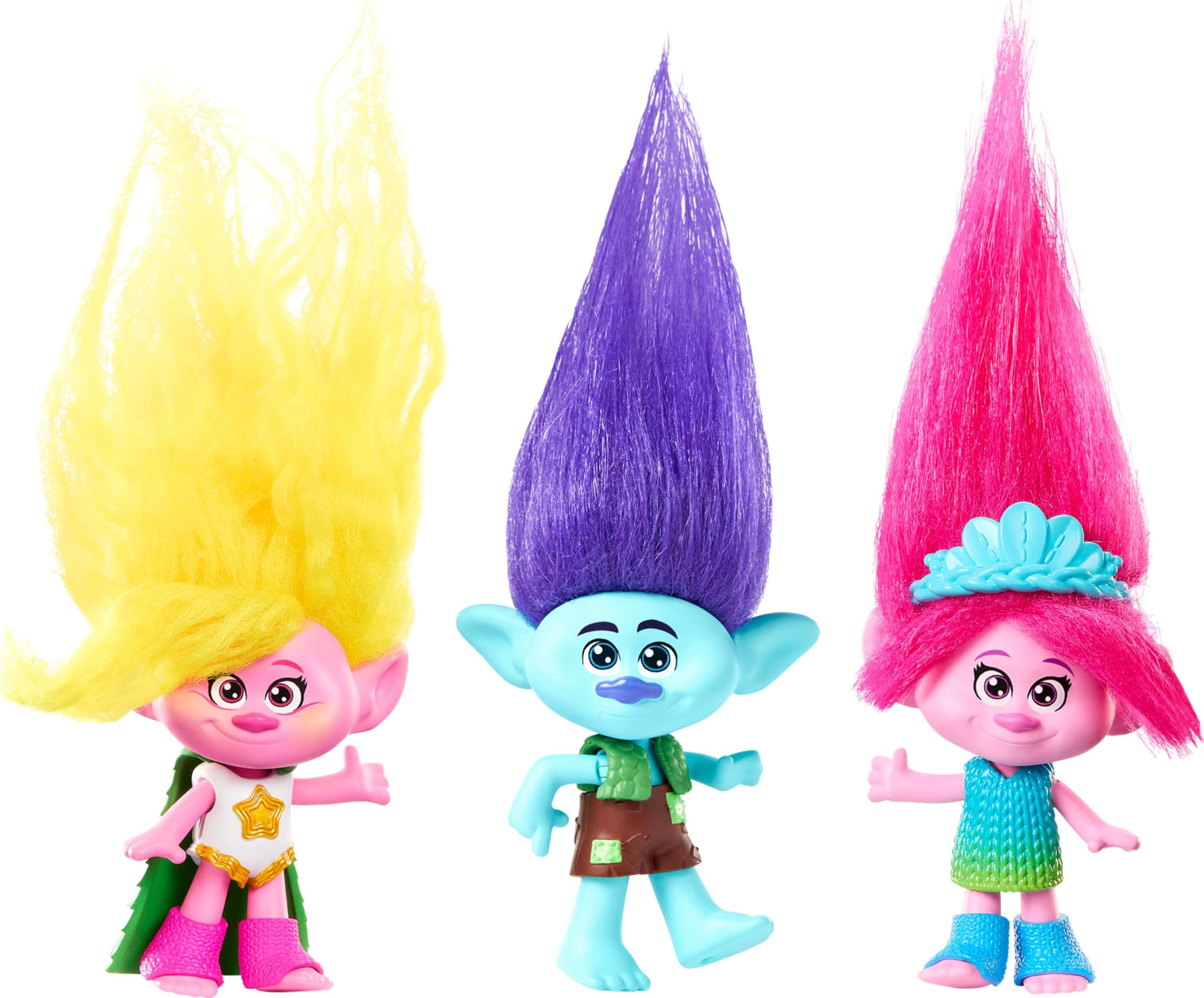 MattelDreamWorks Trolls Band Together Small Dolls with Fashion Outfit & Plush Hair, Toys Inspired by the Movie