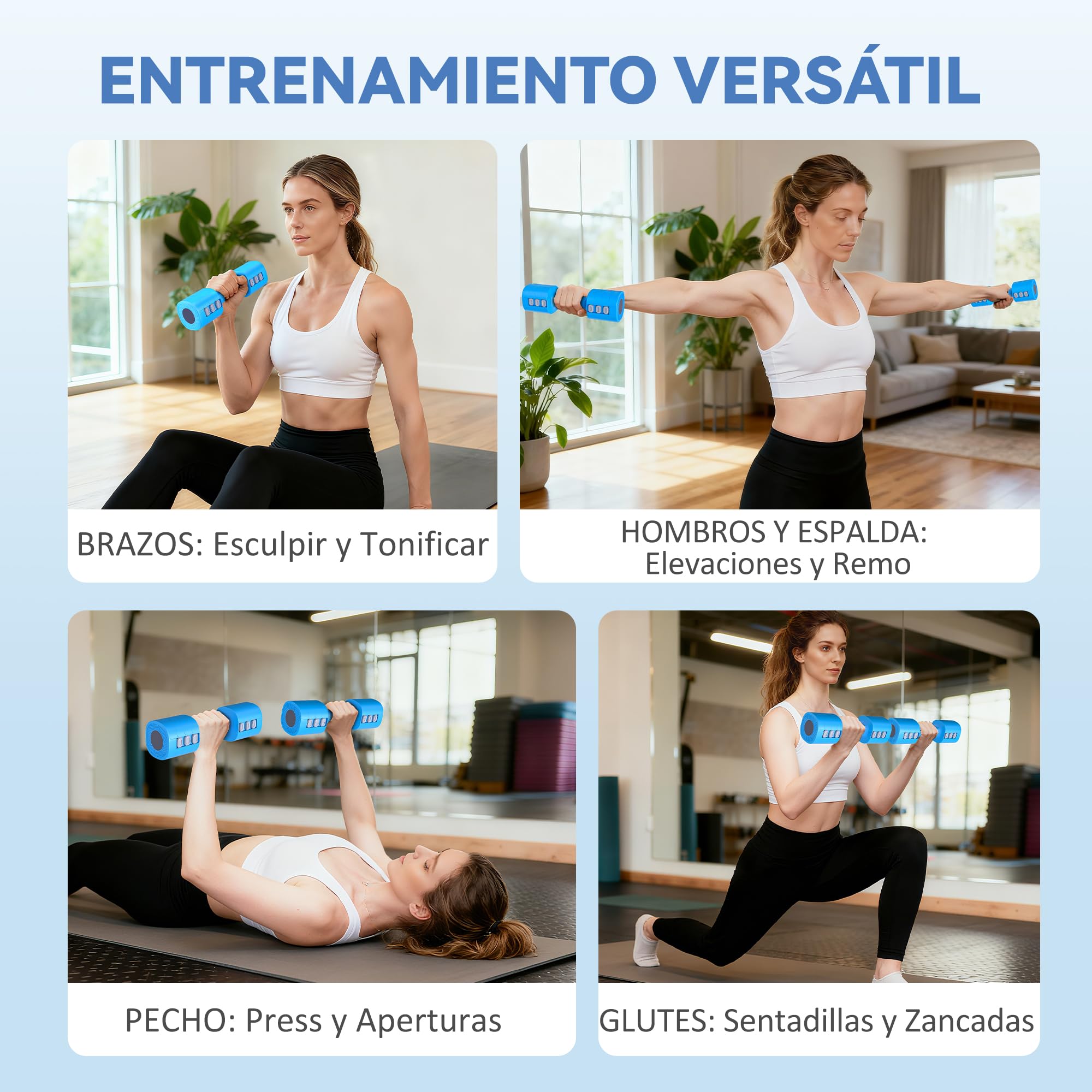 SPORTNOW Juego de Mancuernas Ajustables 4 en 1 5 2 2,5 kg | Juego de Pesas y Mancuernas de Metal, Mangos Antideslizantes, Diseño Cuadrado, para Entrenamiento en Casa, Gimnasio