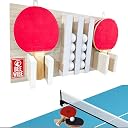BEEWIBE Wall-Mounted Ping Pong Paddle Organizer Rack – Wooden Table Tennis Racket & Ball Organizer Display Stand for Holding 8 Paddles and 12 Balls (White) gallery image