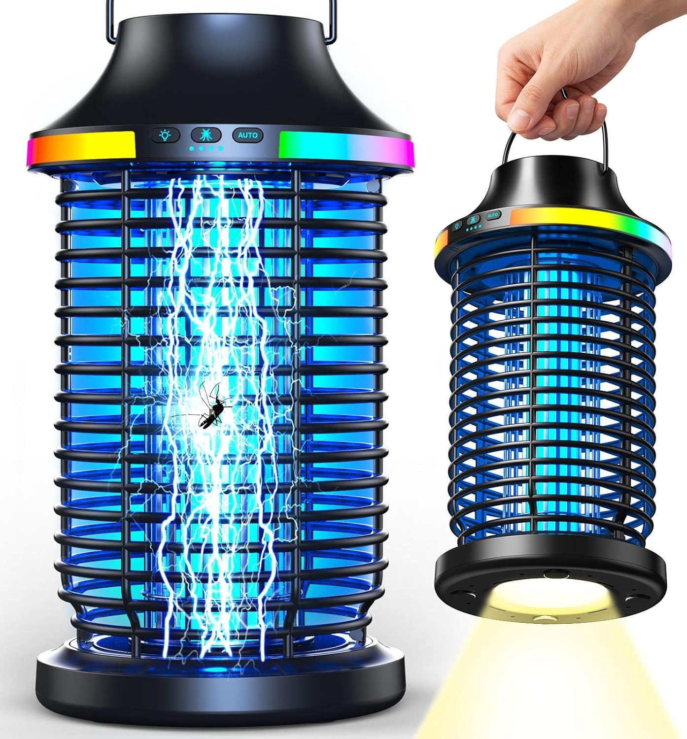 Bug Zapper Outdoor Cordless, 2026 Upgraded 4200V Electric Mosquito Zapper 5 in 1 Rechargeable Bug Zapper Outdoor Waterproof with 5000mAH Battery, Portable Fly Zapper Insect Zapper for Patio Camp