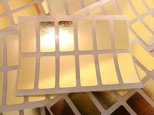 200 etiquetas, rectángulo de 0.984 x 0.472 in, calcomanías de código de color dorado brillante