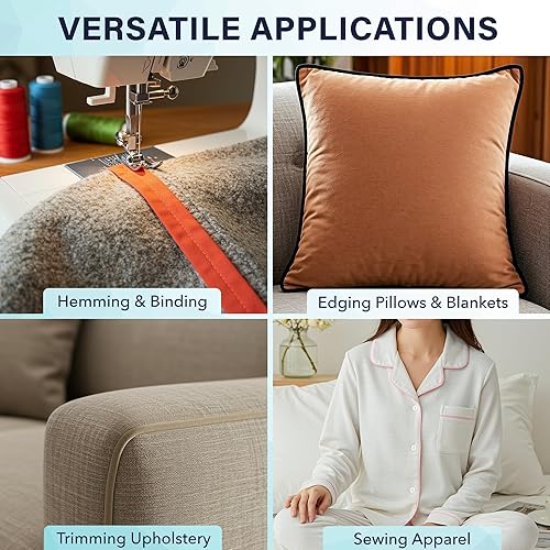 Miniatura 12 de Mandala Crafts Cinta al bies de un solo pliegue de 5/8 pulgadas para coser, acolchar, tuberías, dobladillo, manta y encuadernación de colcha, cinta