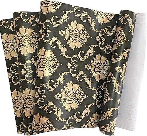 Miniatura 5 de Papel tapiz de damasco negro dorado para despegar y pegar papel de pared extraíble autoadhesivo para estantes papel de contacto película de vinilo