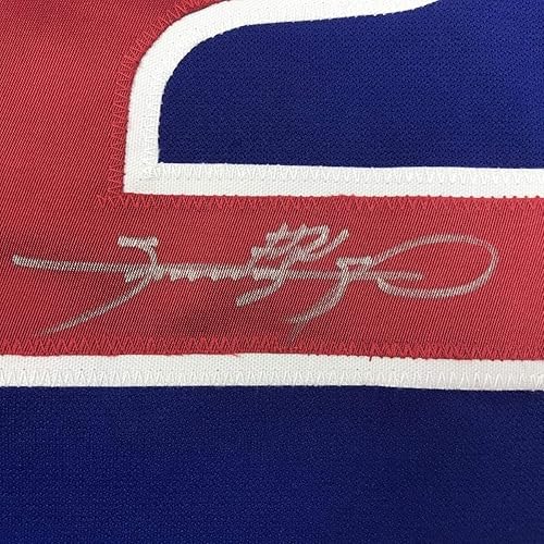 Miniatura 2 de Camiseta de béisbol azul de Chicago con marco autografiado/firmado Sammy Sosa 33x42 JSA COA