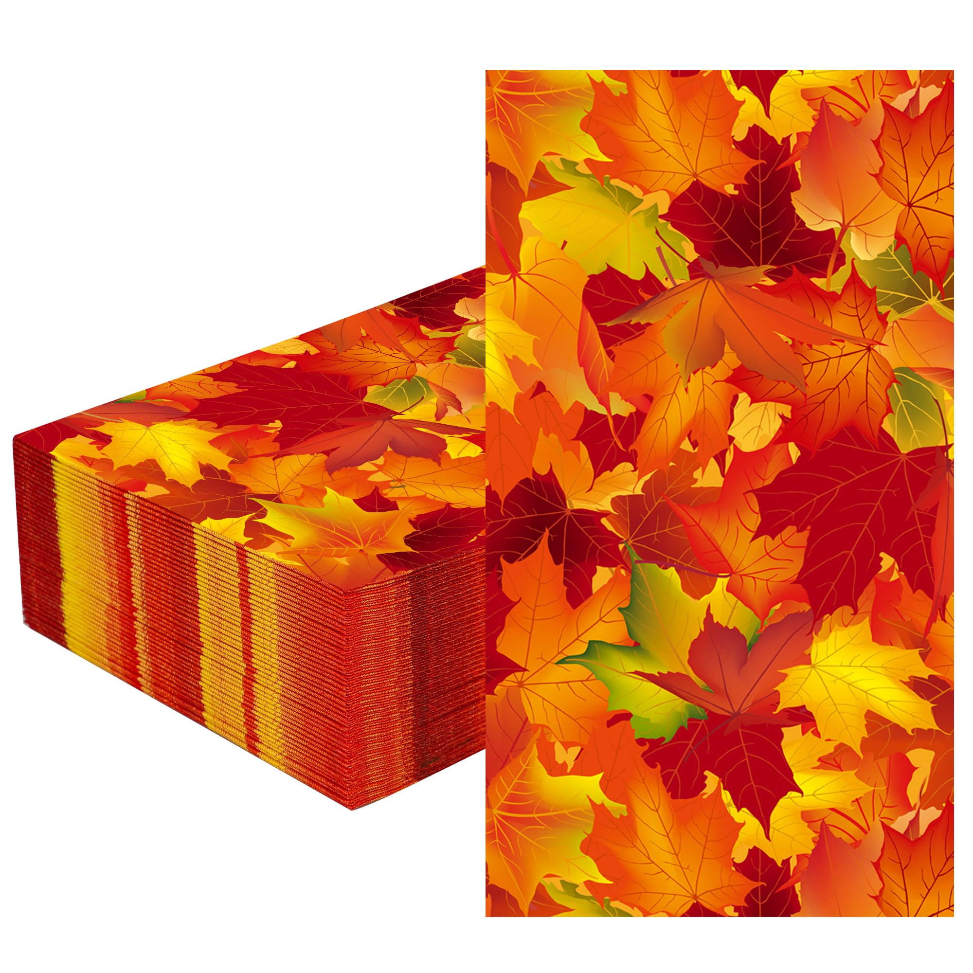 50 servilletas de papel de hojas de otoño, servilletas desechables para invitados de Acción de Gracias, 3 capas, hojas de arce, toallas de mano, servilletas decorativas para cena de Acción de Gracias,