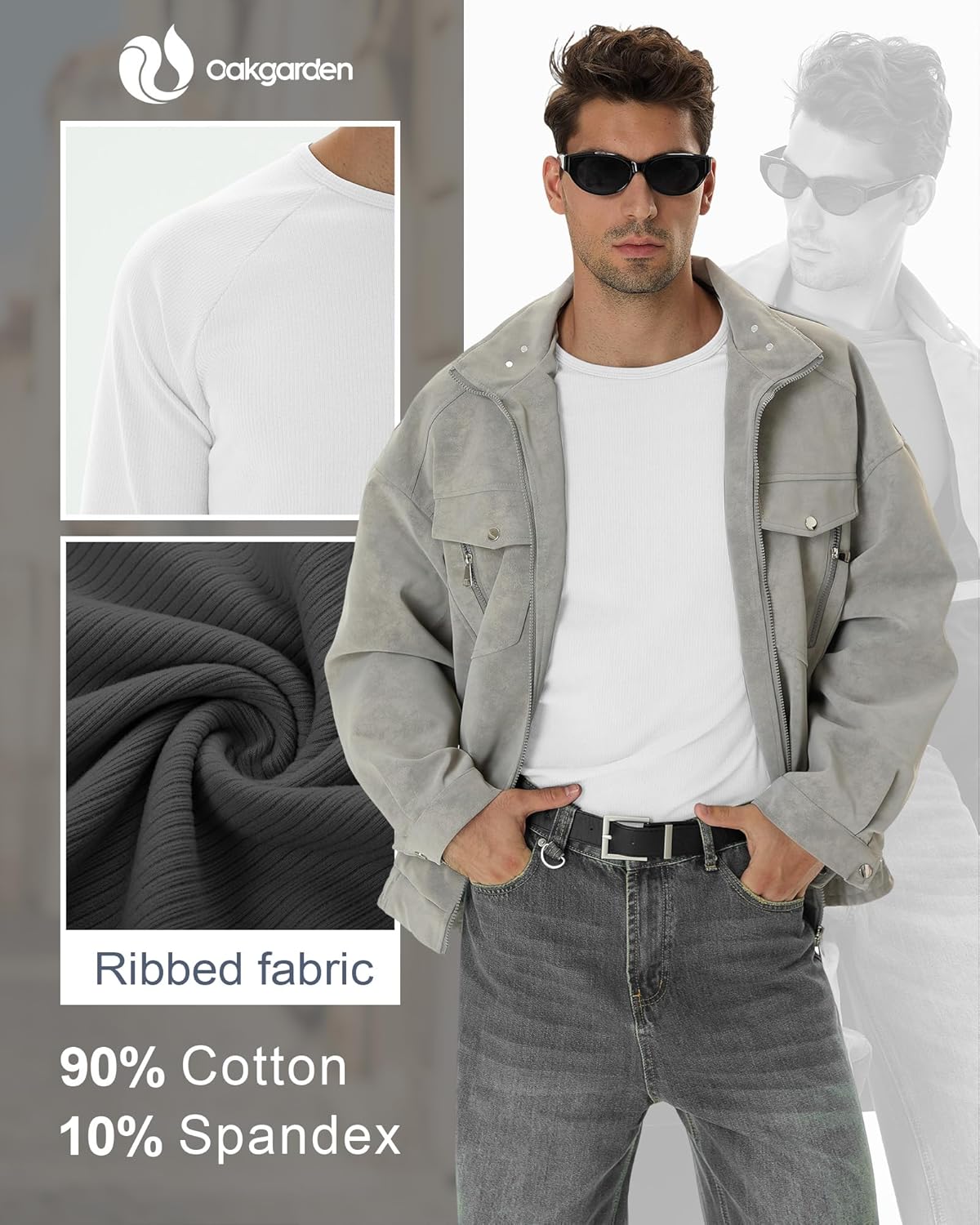 5 Pack Men's Cotton Thermal Shirts Long Sleeve Ribbed Crewneck Tops Slim Fit Underwear Winter Base Layer Multipack - Image 6